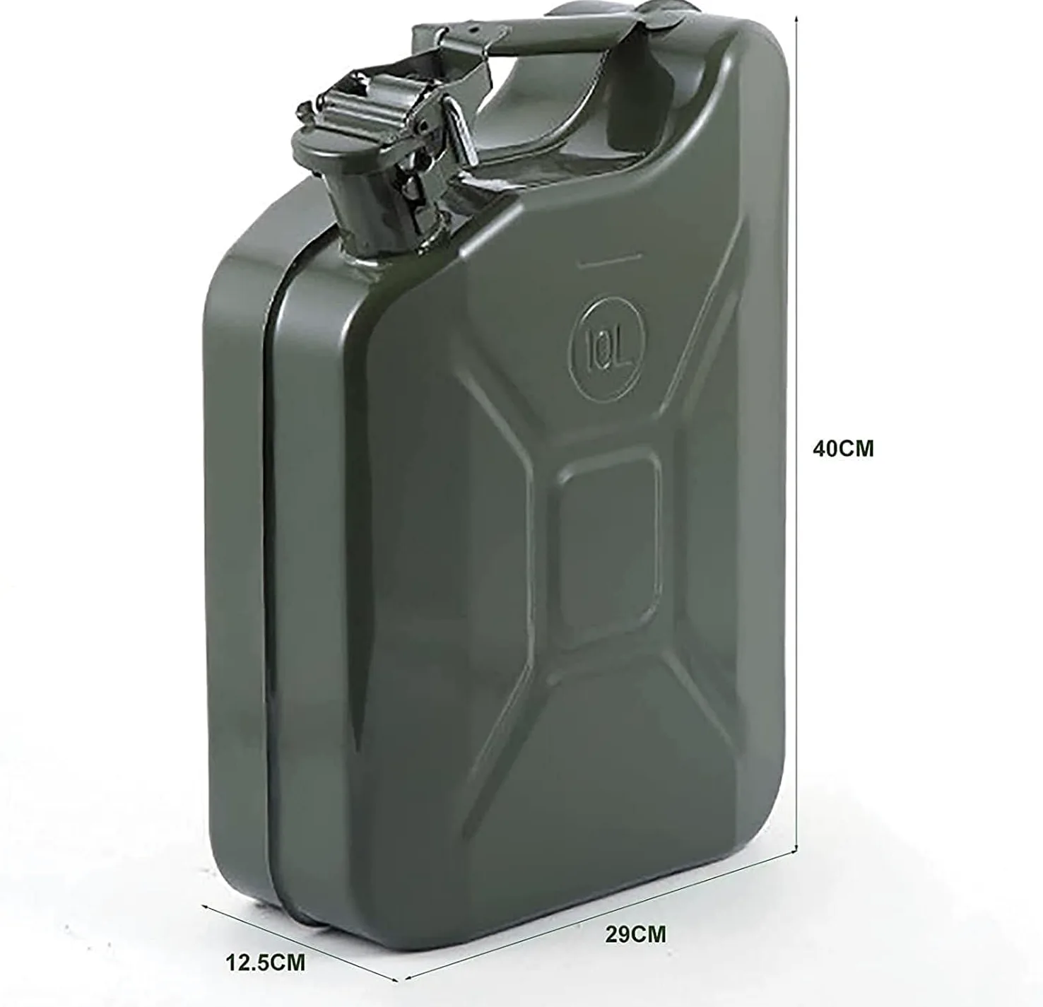 Bidón de gasolina de Metálico Recipientes gasoli Bidón de Metal verde de 10L for combustible, gasolina, diésel, aceite, bioetanol, bote portátil for coche, furgoneta, camión, motocicleta, tanque de ac