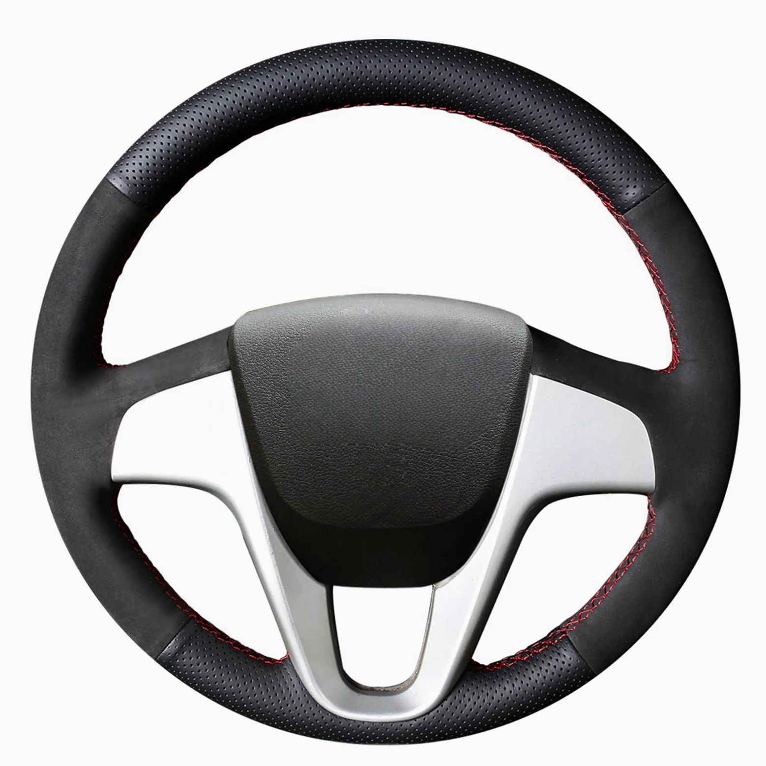 MEWANT Funda de volante de cuero para Hyundai Solaris 2010-2016 / i20 2008-2014 / Accent 2012-2017 / Verna 2010-2016 / Solaris Accent funda para volante
