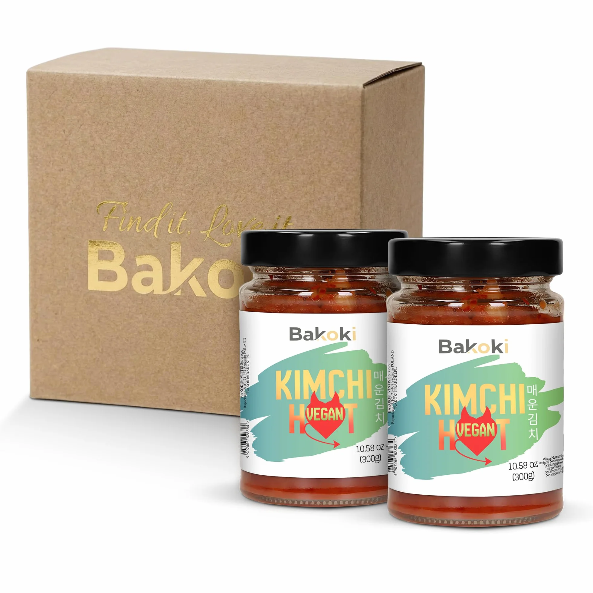Bakoki Premium 매운 김치 Hot‑Kimchi VEGAN Gochugaru kimchi coreano picante repollo napa fermentado tradicional probiótico umami 2 x 300 g