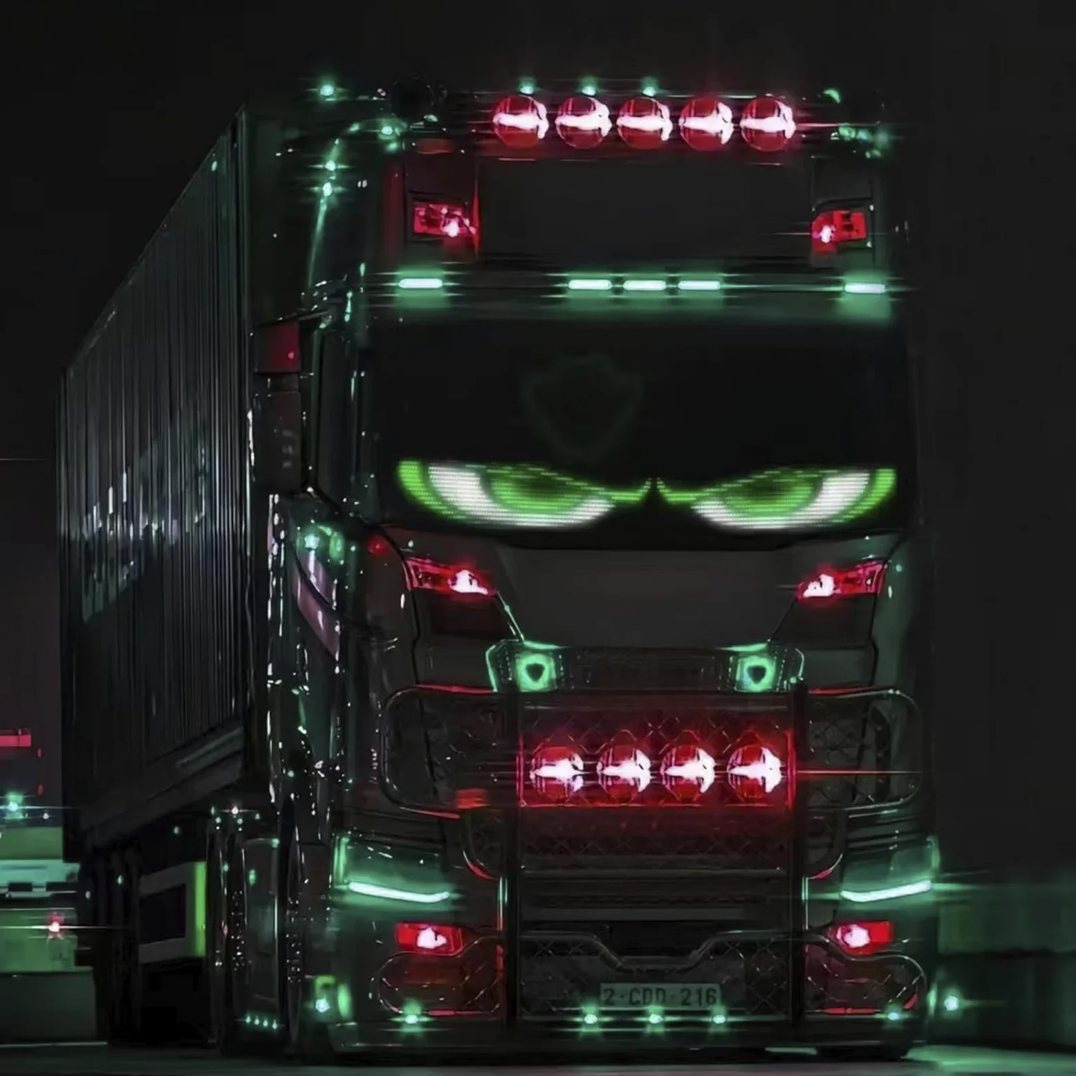 Ojos LED para Camion, Pantalla LED Flexible Coche Programable Grande, Ojos de Diablo para Coche, para Bricolaje, Dinámica, LED Inteligente, Colorida, Pantalla Suave (19.2 * 89.8CM)