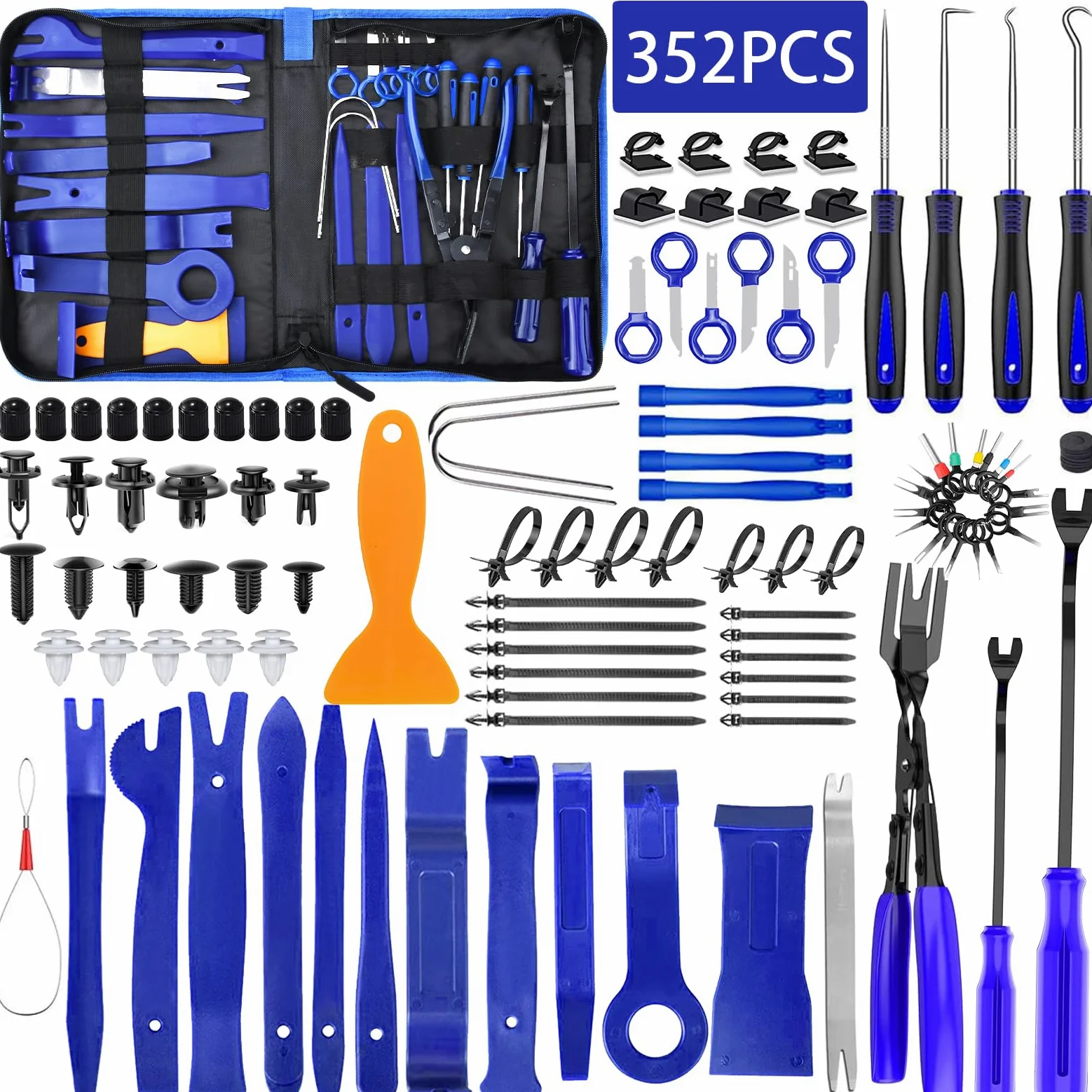 352 Piezas Herramientas Kit Desmontar Coche,Herramientas Desmontaje Coche,Herramientas de Palanca para Automóviles para Herramientas Desmontar Interiores Coche Radio Audio