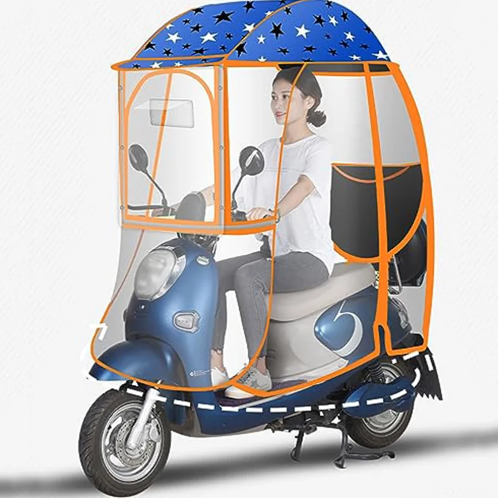 Funda impermeable universal para scooter, totalmente cerrada con tiras reflectantes y bolsillos de almacenamiento, ajustable para protección para todo tipo de clima