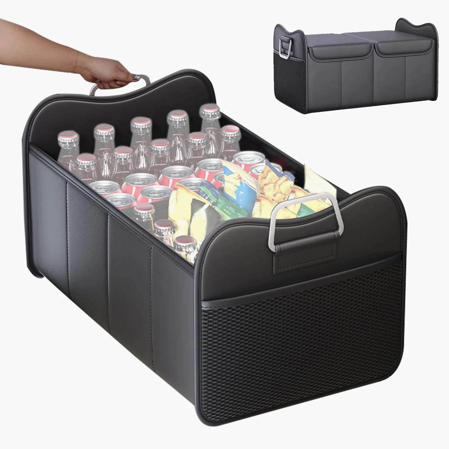 Organizador de maletero para SUV, de almacenamiento para maletero | organizador de carga, de almacenamiento plegable grande, accesorios de vehículo para asiento trasero, RV, camión, automó