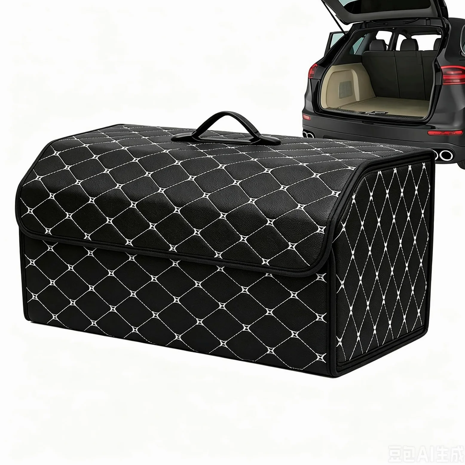 Organizador Maletero Coche, para Citroen C4 II Grand Picasso 2016-2018 Caja Almacenamiento Plegable Bolsa Organizadora Cuero PU Impermeable Compartimentos,A-L