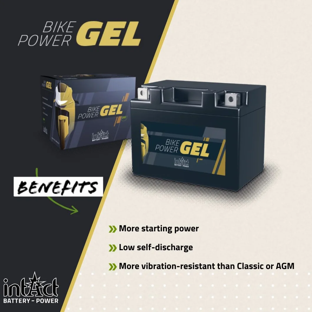 Batería de gel para la motocicleta, tractor de césped, cortacéspedes de montar 12V 30Ah Intact Bike-Power GEL53034 30Ah (DIN 53034) Y60-N30-A