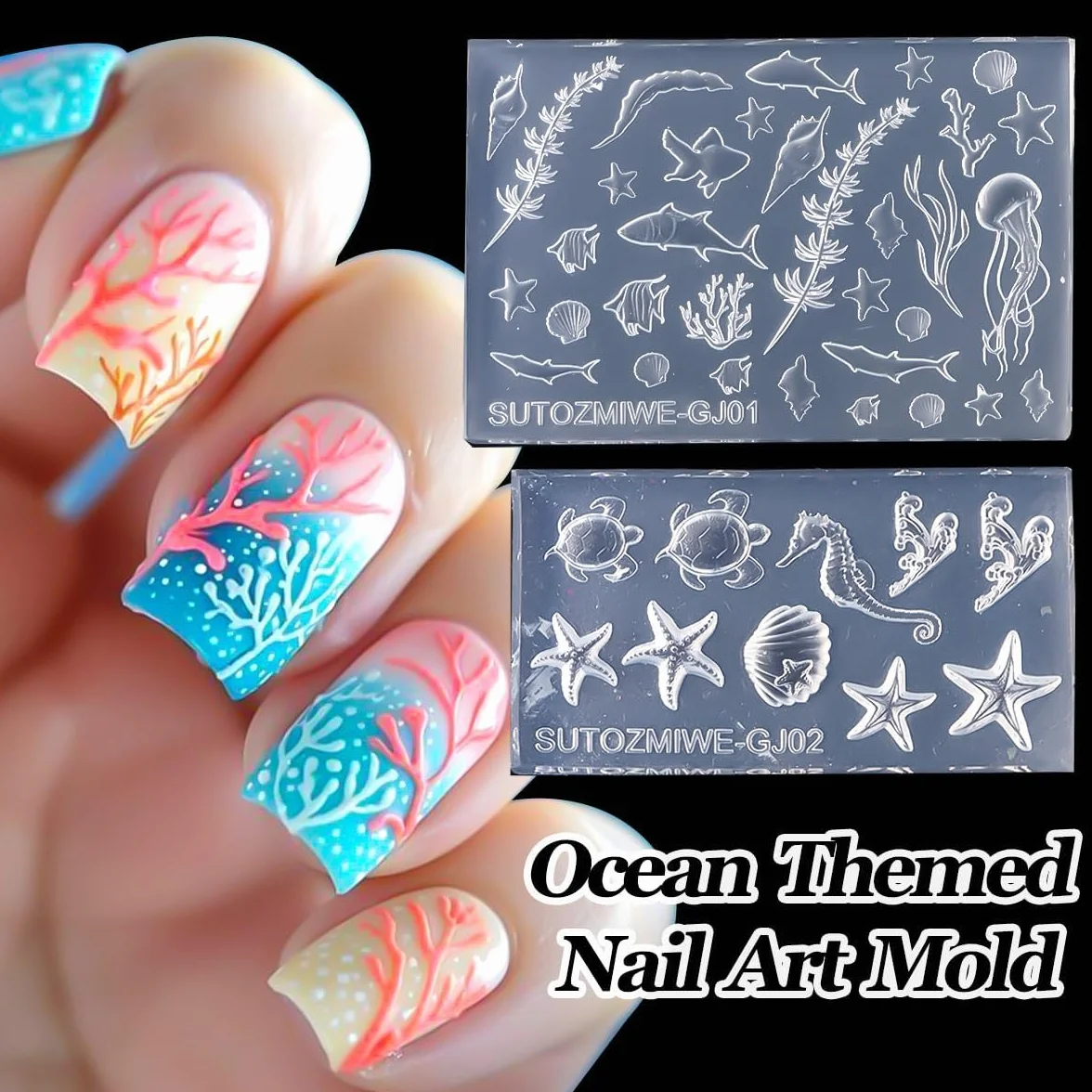 Moldes De Uñas De Silicona Océano Diseño De Encanto 3D Resina Forma De Estrellas De Mar