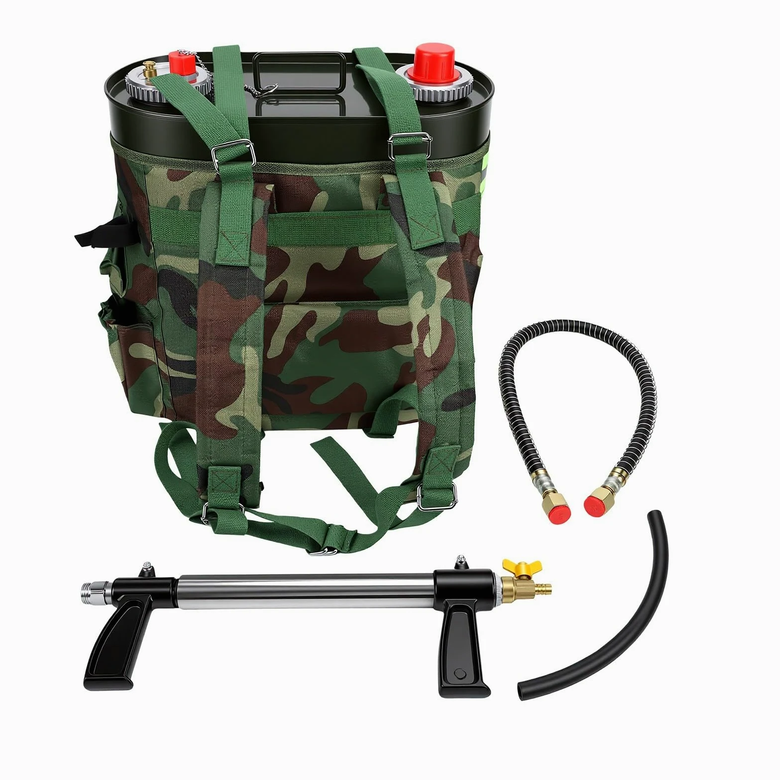 Generic Engrasador de Mochila, Tambor de Aceite Portátil de 20L con Aceite de Motor de 1L para Motosierra, Desbrozadora, Suministro de de Emergencia