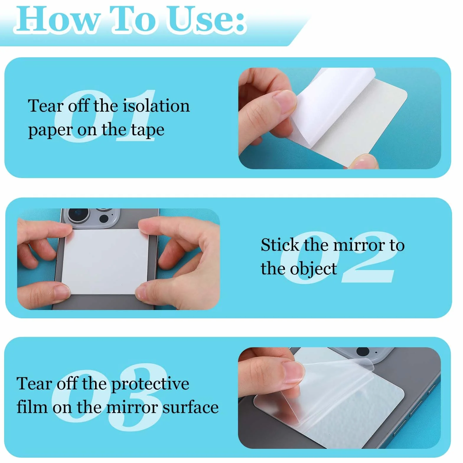 Espejos pequeños para pegar espejo de maquillaje adhesivos acrílicos decoración móvil 6 mini