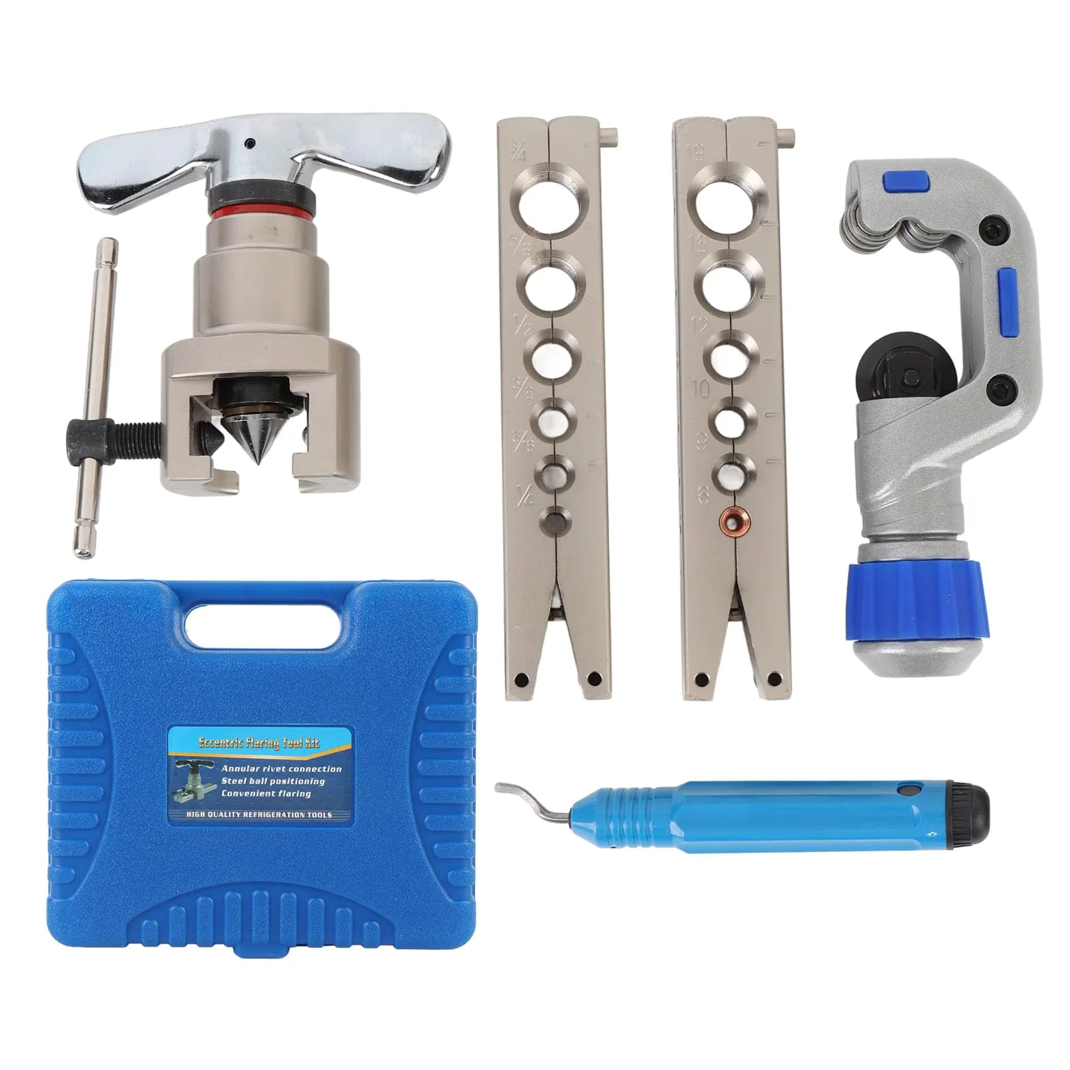 CHICIRIS Kit de Herramientas de Abocardado de 5 Piezas, Herramienta de Abocardado de Tubos HVAC de Metal con Cortador de Tubos, para de Aluminio de Cobre de 1/4 Pulgadas, 5/16