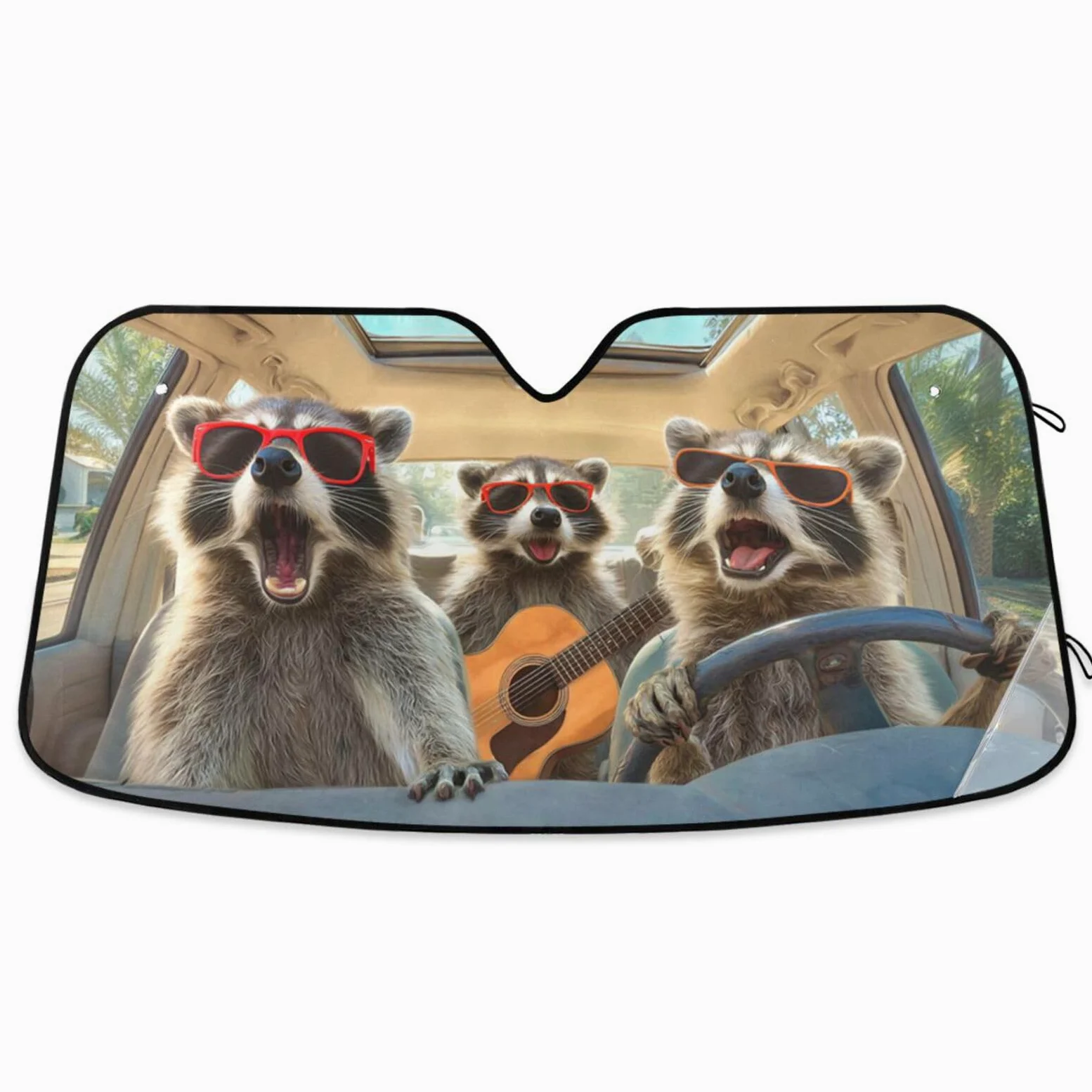 Parasol para parabrisas de coche, diseño de mapache, protector reflectante de rayos UV, mantiene tu vehículo fresco, plegable para coche, camión, SUV
