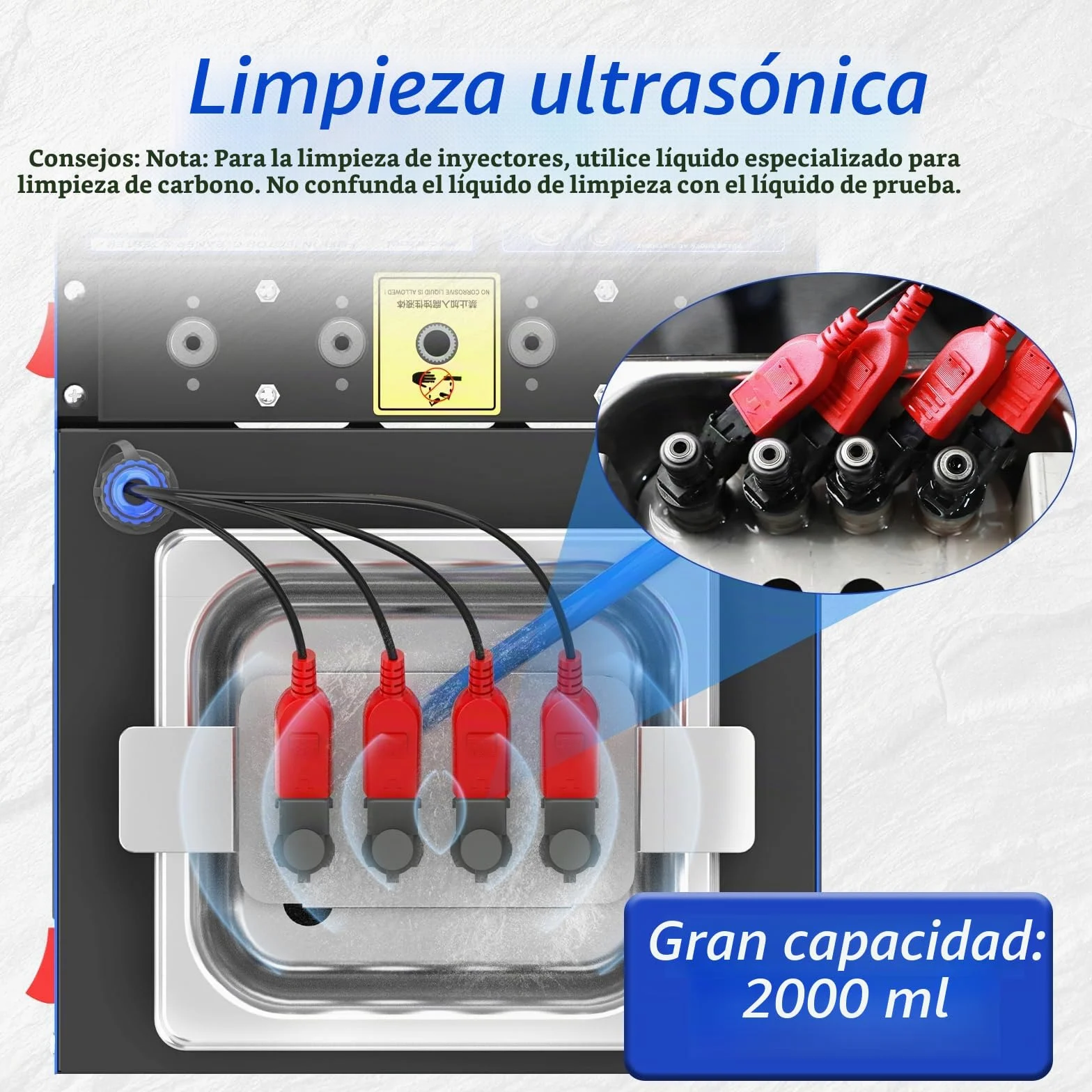 BELEY Limpiador de inyectores ultrasónicos de 220 V y dispositivo de prueba con función de calefacción, limpiador de inyectores de combustible con 10 funciones de prueba, pantalla LED y adaptador de 4