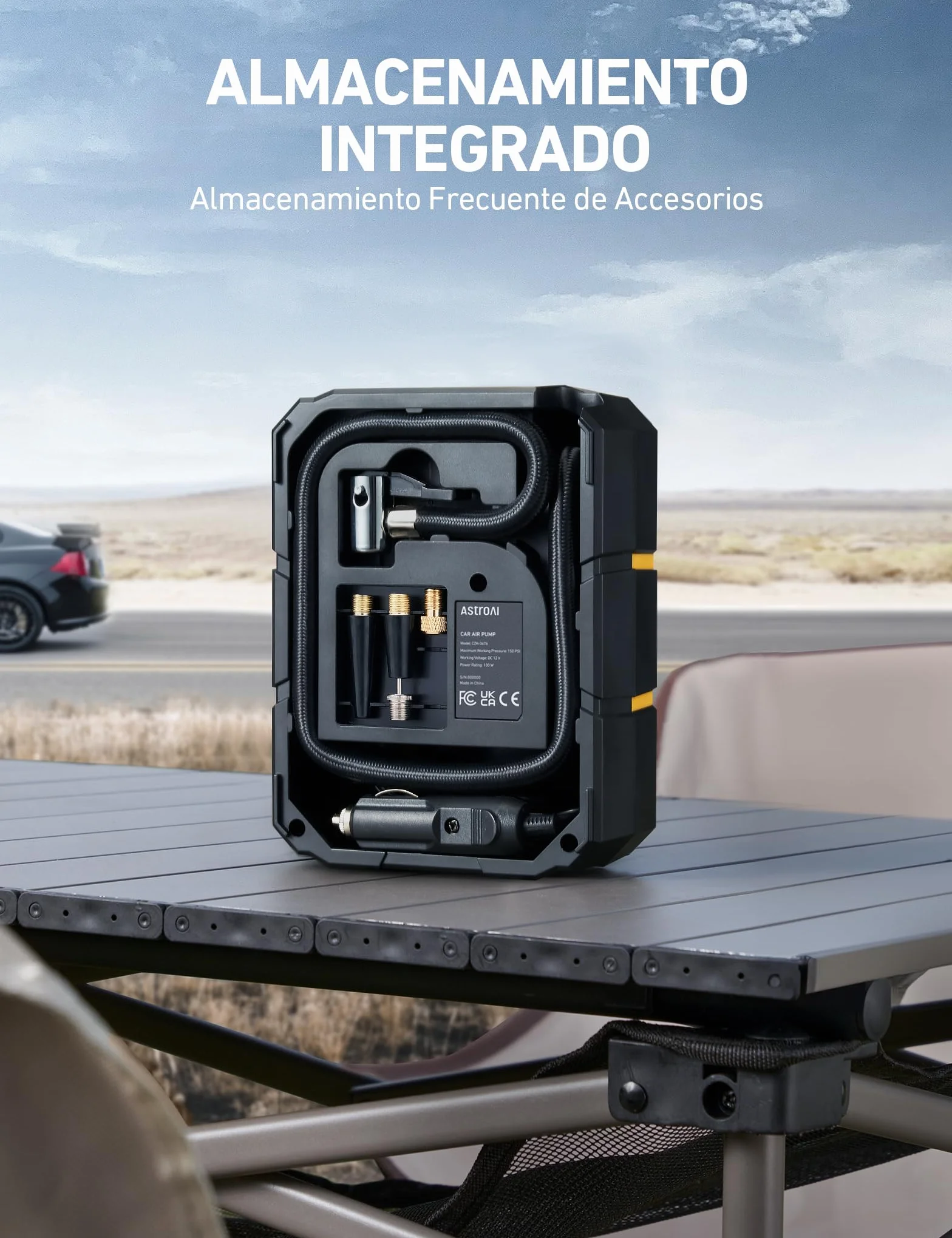 AstroAI Inflador Ruedas Coche Digital 12V, Compresor Aire Portátil 150 PSI, Hinchador Neumáticos Eléctrico Multiuso con Pantalla LCD y Luz LED Apagado Automático para Coche, Bicicleta, Moto y Etc.