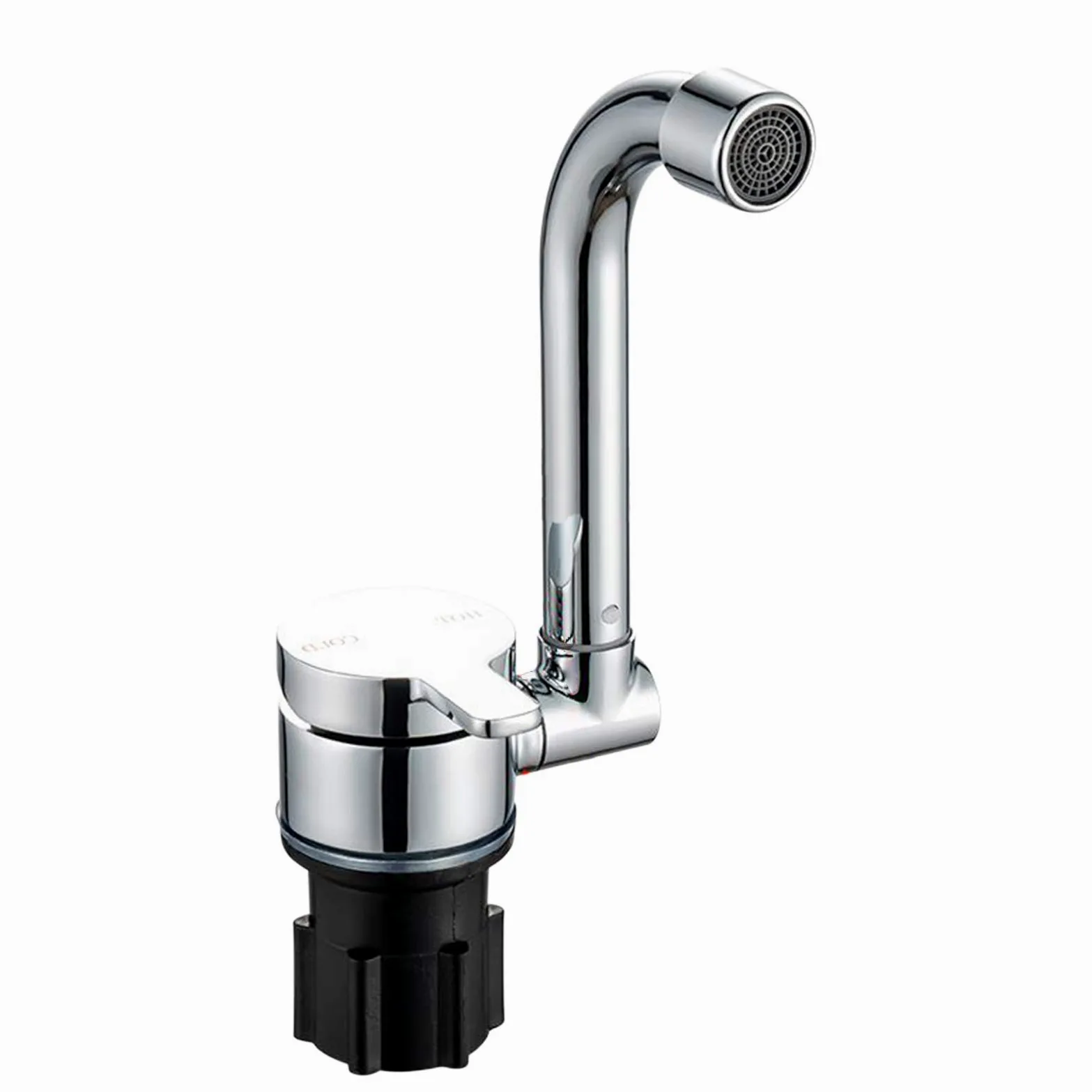 Grifo plegable para autocaravanas – giratorio 360° – Acero inoxidable – Pulido – Plata Metálica – Grifo de cocina con manguera de entrada de agua fría y caliente – Caravanas, casas flotantes,
