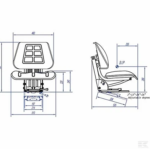 Asiento tractor de PVC suspensión mecánica 580x490 mm GOPART
