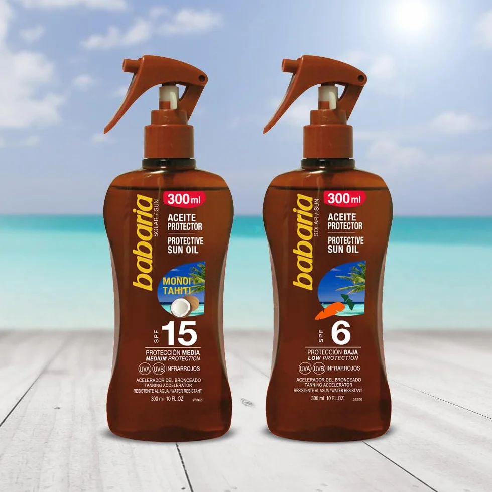 Spray Solar Babaria F-6 Protector Baja Protección Aceite Bronceador UVA UVB Infrarrojos