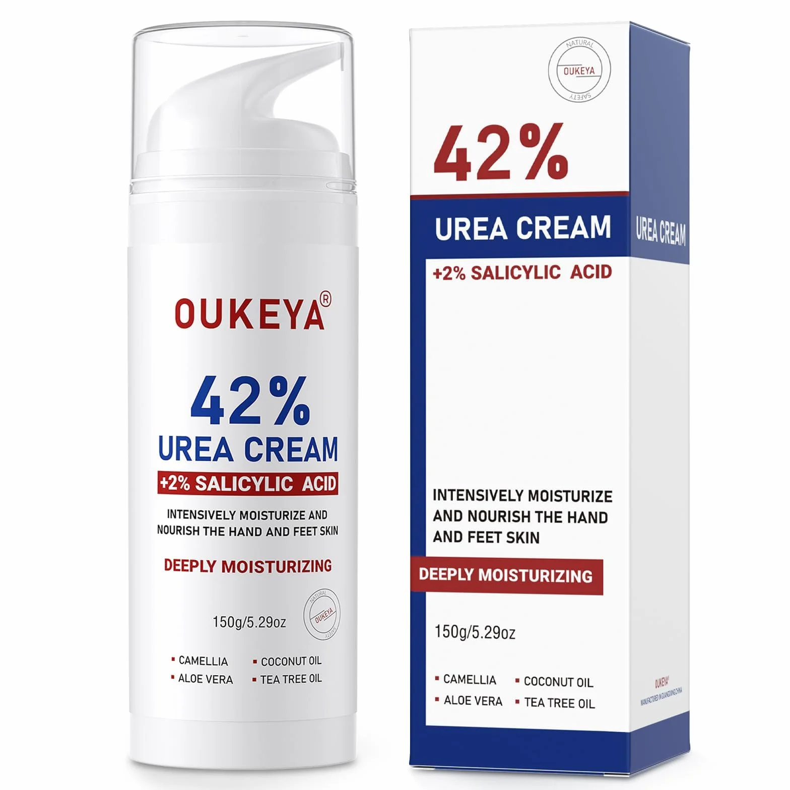 OUKEYA Crema Urea 42% con Ácido Salicílico 2% Tratamiento Intensivo para Piel Agrietada Talones y Codos Elimina Callos Antifisuras