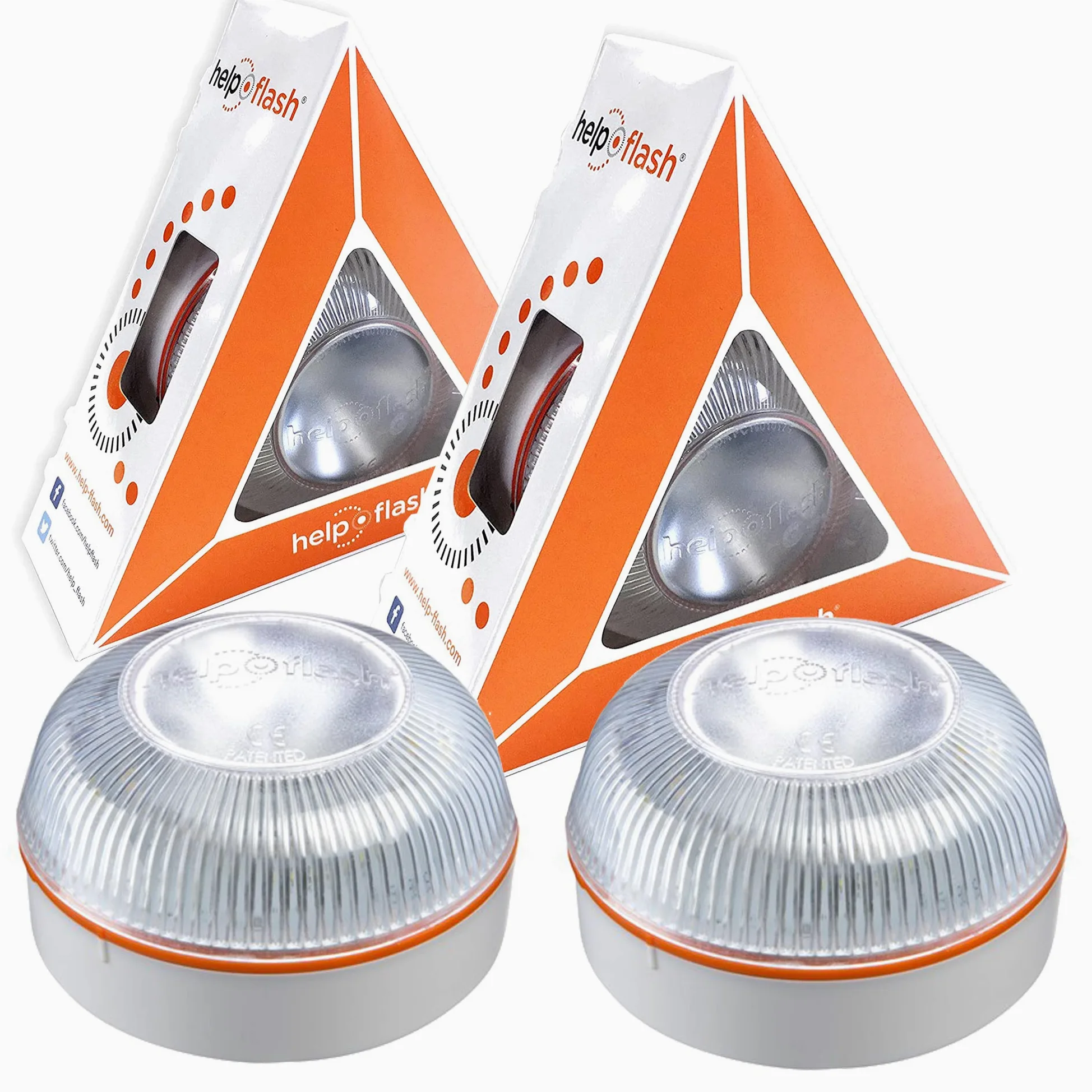 HELP FLASH Luz de Emergencia V16 Autónoma, Homologada DGT, Base Imantada, Activación Automática, 2 Unidades