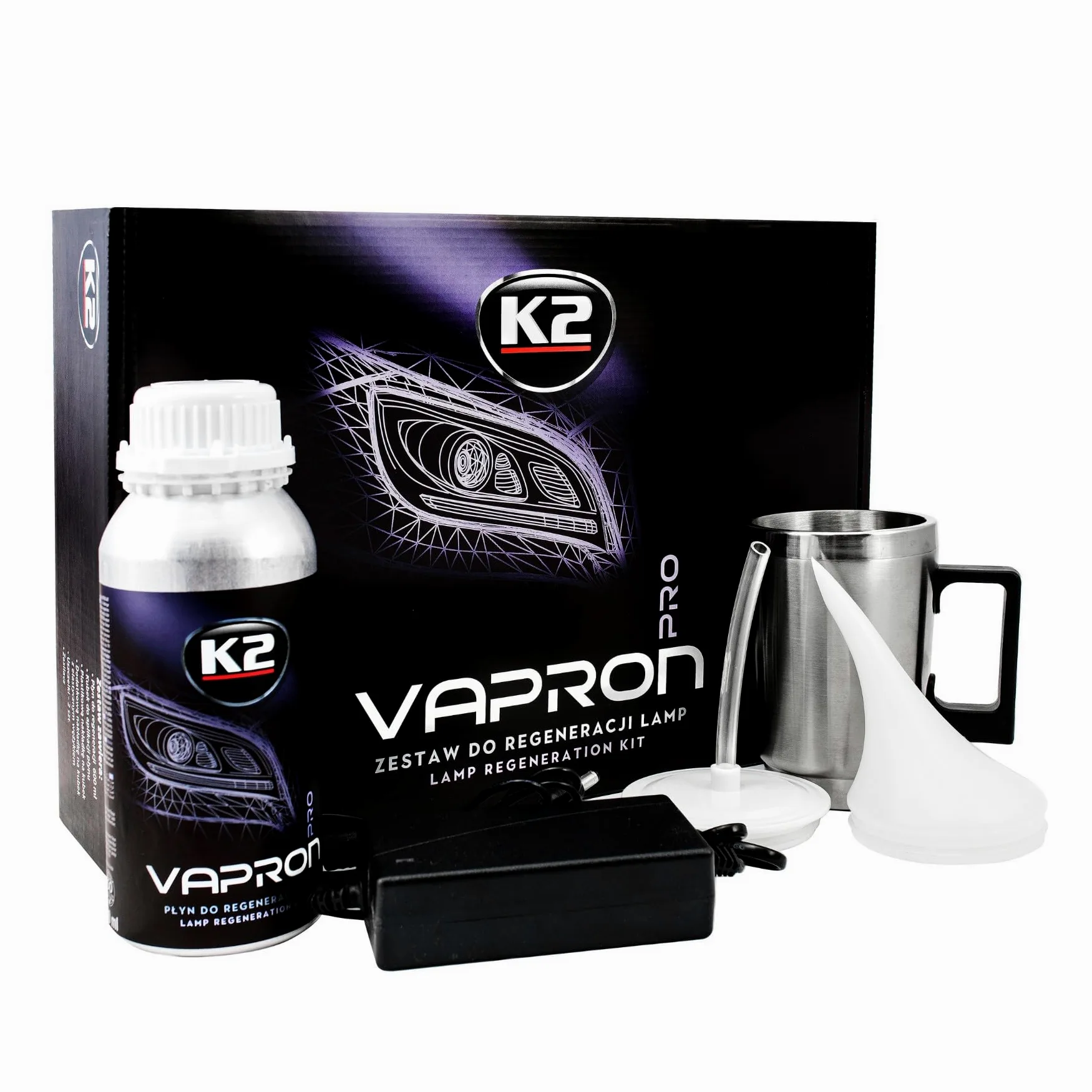 K2 Vapron Kit de Restauración de Faros – Reparación Profesional sin Desmontaje – Elimina Opacidad, Arañazos y Amarilleo – Incluye Líquido Restaurador y Accesorios