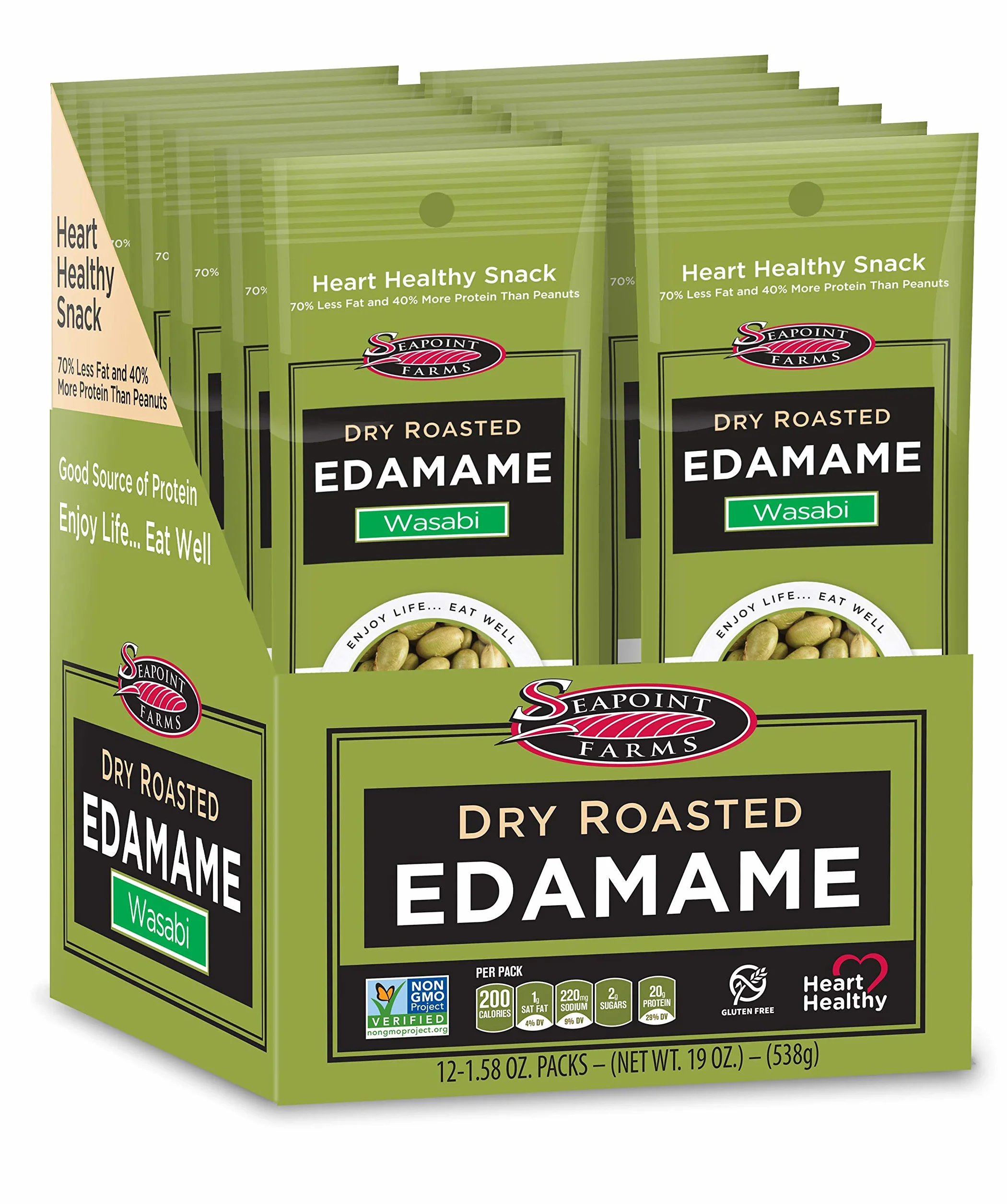 Seapoint Farms Dry Roasted Edamame Wasabi (12 x 1.58 oz)