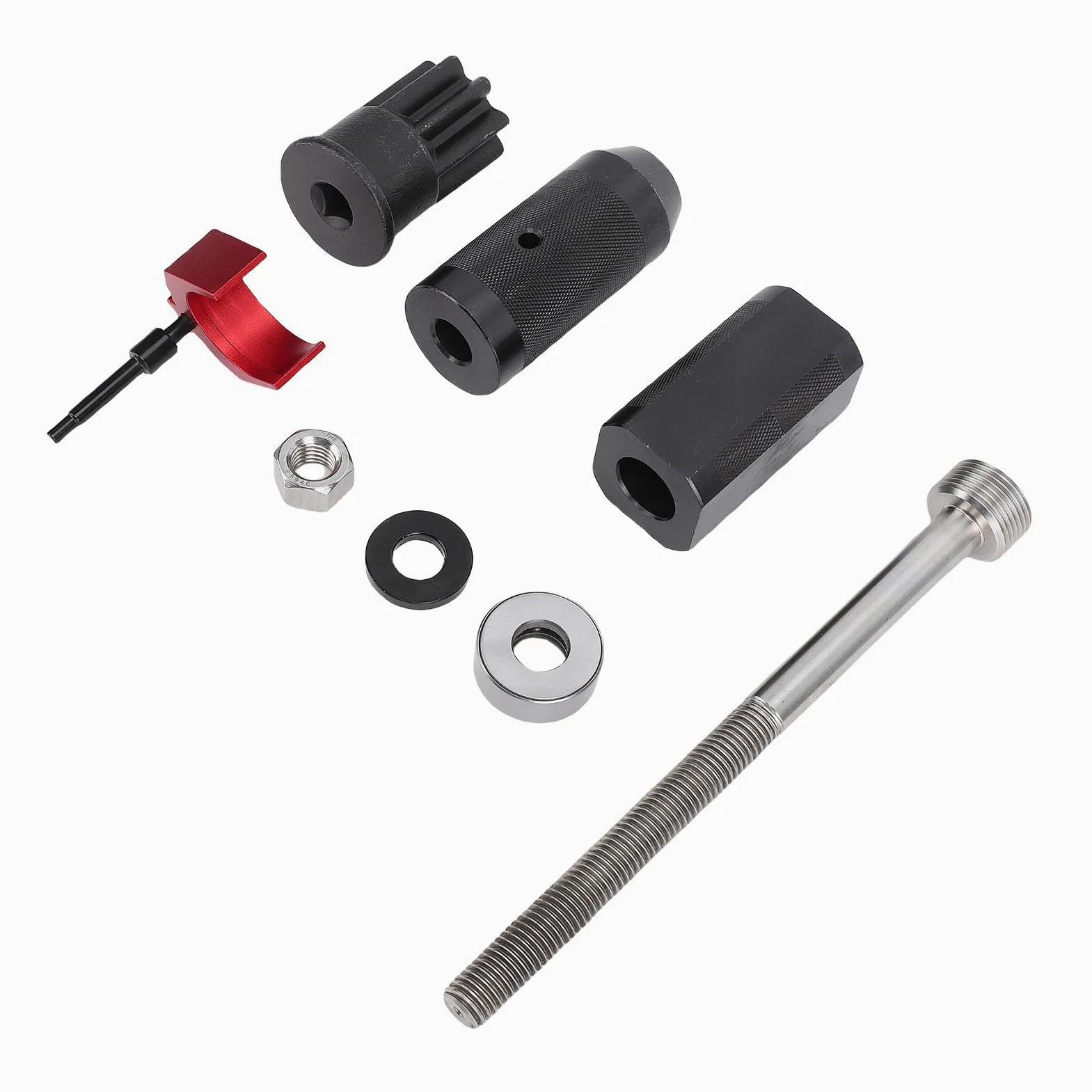 VGEBY Juego de Instalador de Removedor de Manga de Inyector, Kit de Herramientas de de Inyector Billet de Acero y Aluminio de 8 Piezas, Puente Extractor y Casquillo de Barra de Motor para Mecánica CAT