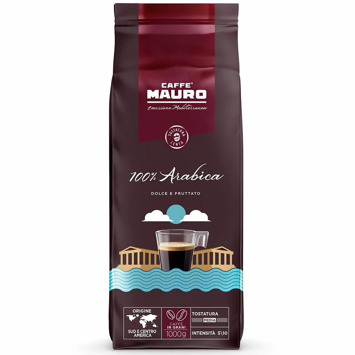 Caffè Mauro Torrefazione Cafè En Grano 1 kg Mezcla 100% Arabica Intensitad 5/10 Made In Italy