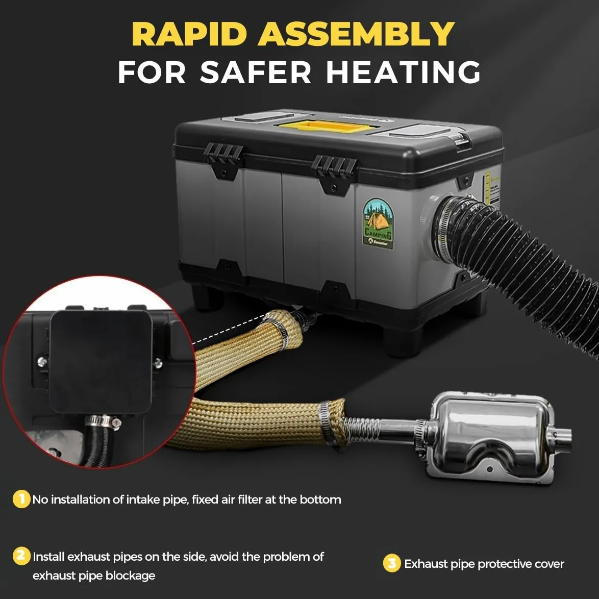 Sunster Calentador de aire diésel portátil, 8 kW, 110 – 240 V CA y 12/24 V CC TB10PRO Diesel calefactor de estacionamiento con aplicación Bluetooth y adaptador, modo plataforma de calefacción diésel