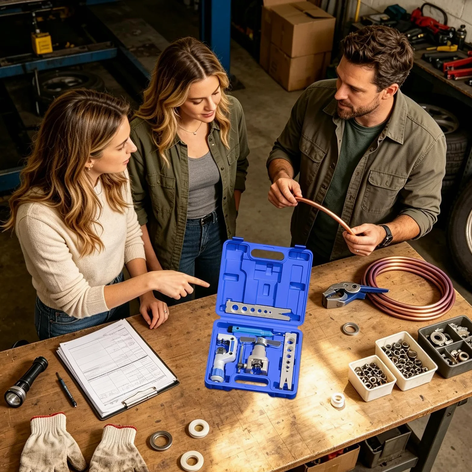 Genérico Kit Abocardador Frenos Set De Reparación De Tubos Automóvil | Herramienta Abocinadora Para Frenos Automóvil Coche Para Garaje Taller Industria Hogar Exterior Automóvil Camión