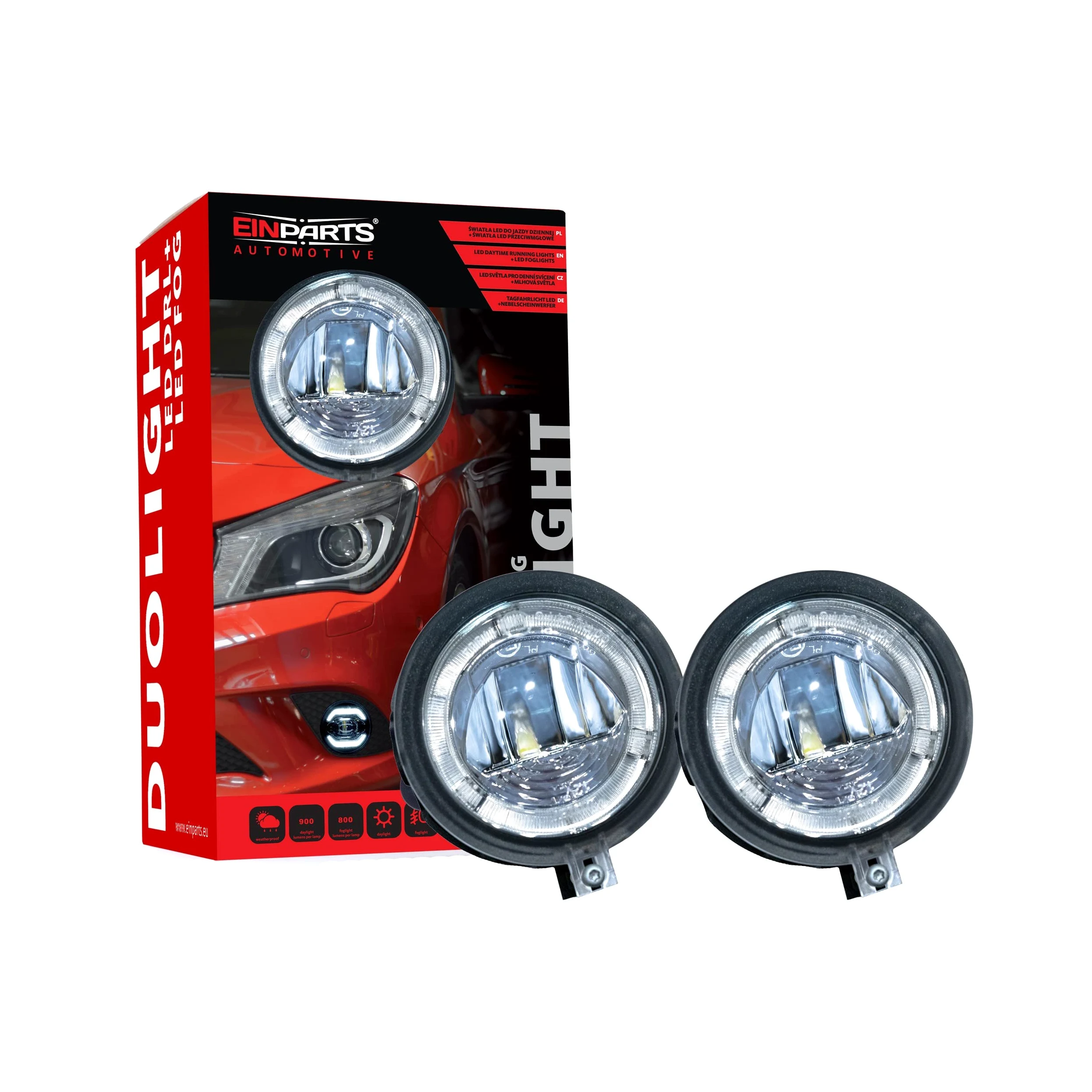 EinParts 2 en 1 Luz de circulación diurna del coche LED con certificado E4 R87, Luz Antiniebla Delantera Para Dodge Avenger, Caliber, Caravan, Charger, Nitro, Jeep Compass, Patriot, Chrysler