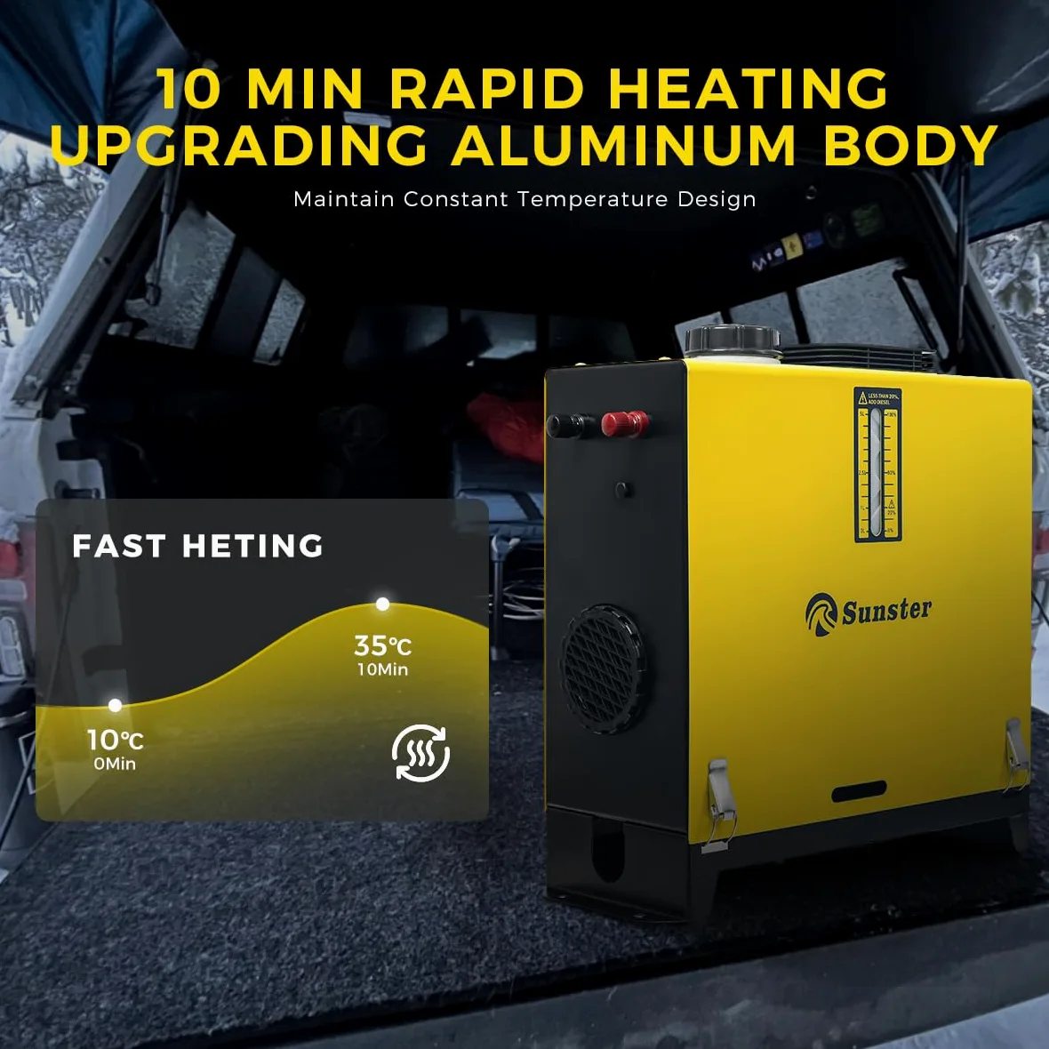 Sunster Calefacción diesel de 8 kW, 12 V/24 V CC y 240 V CA, calefactor de aire diésel todo en uno con adaptador, mando a distancia y pantalla LCD, calentamiento rápido, calefacción diesel portátil