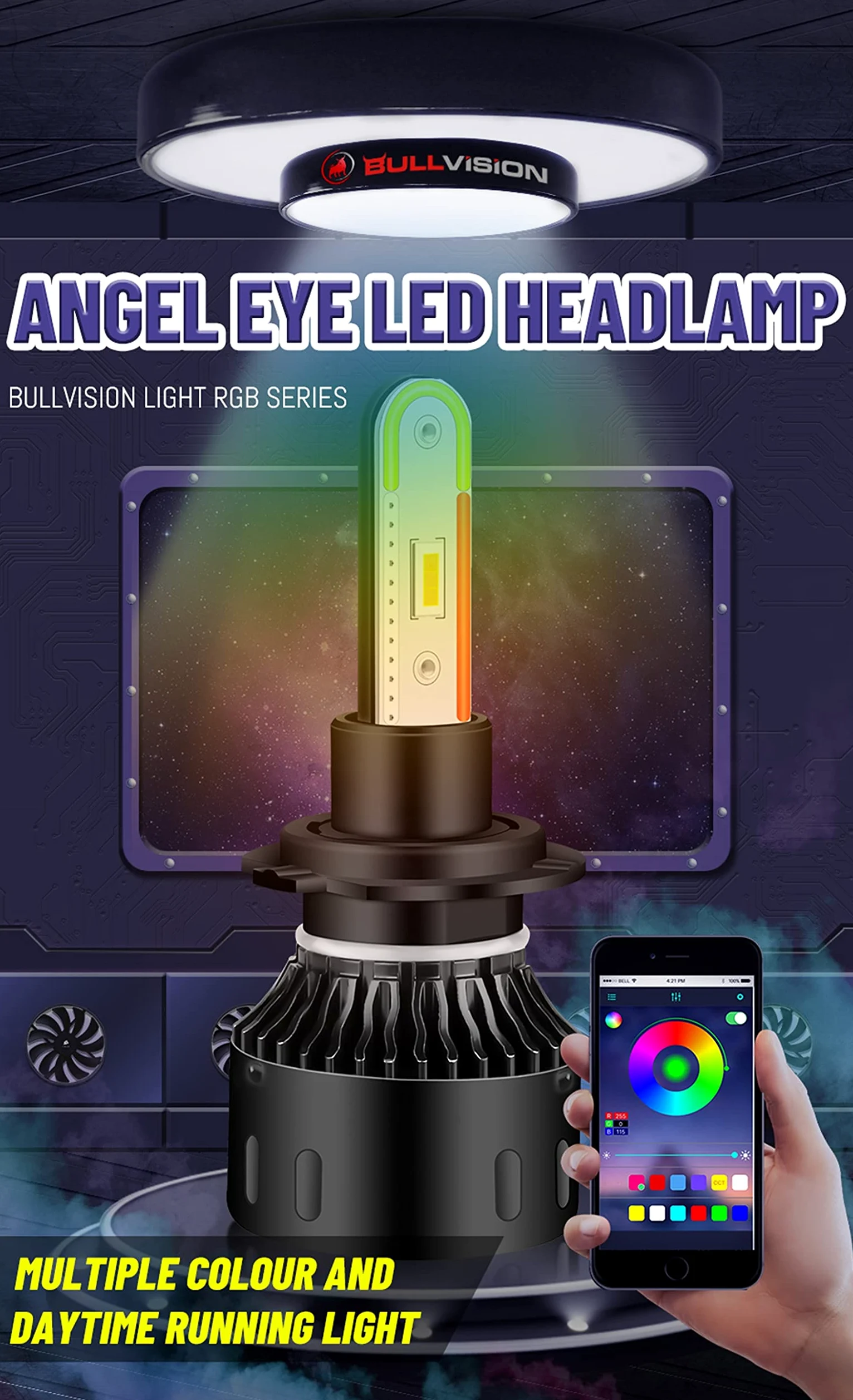 Bulbas LED LED, LED H4 H7 RGB Colorido Colorido 9005 9006 H11 CAR LIGHT HB3 HB4 H8 H9 Bulbo Turbo CSP Con Control APP RGB AUTO LUZ,9005