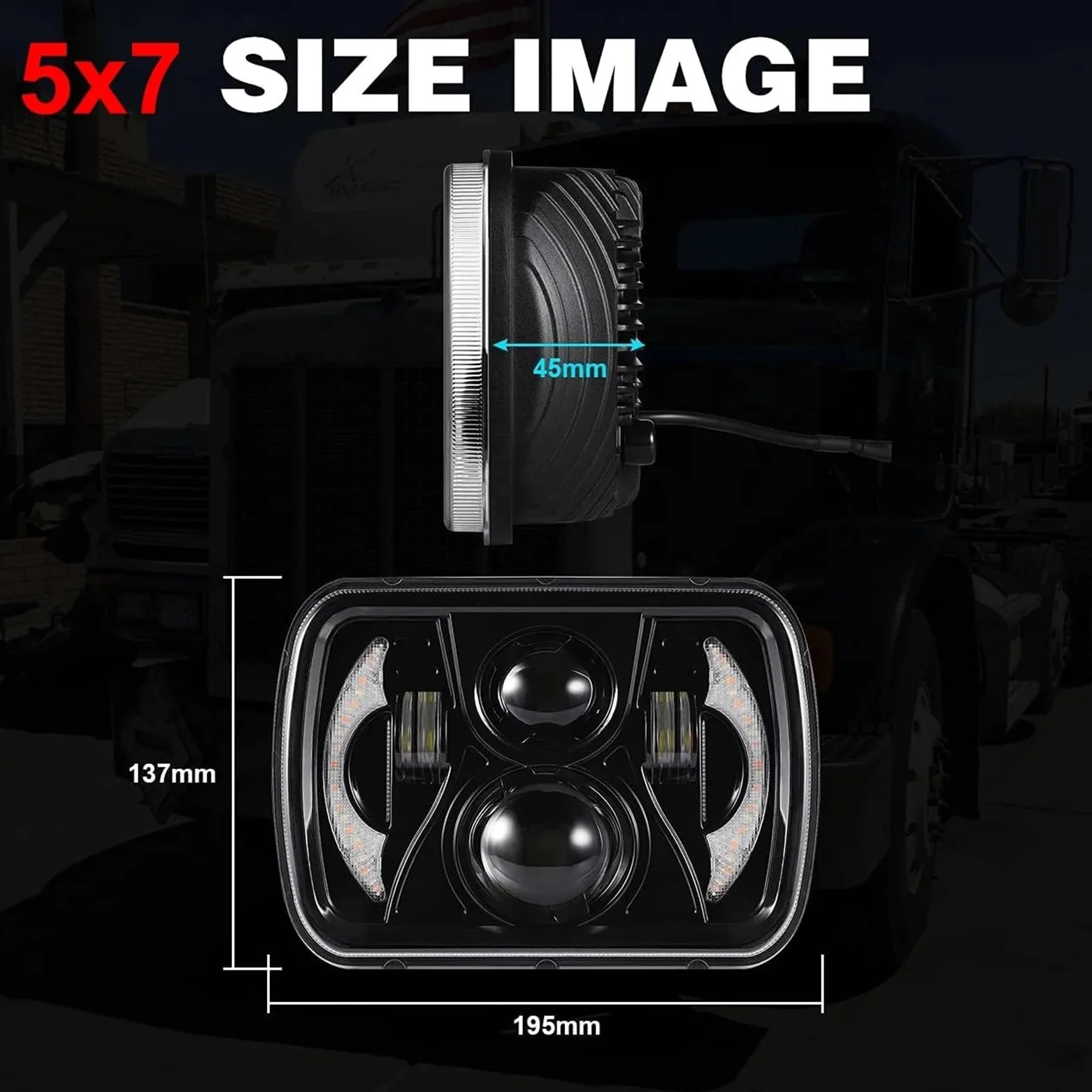 Bombilla Coche Faro LED 4x6 Bombilla para coche | 5x7 7x6 impermeable Hi Lo Beam blanco ámbar DRL