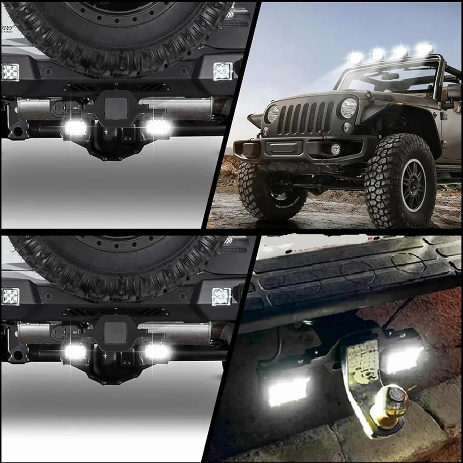 Bombilla Coche De Luz Trabajo LED 4 Pulgadas Bombilla LED | 2 Uds Barra Conducción Todoterreno 12-24V 2,5 Soporte Montaje Enganche Remolque