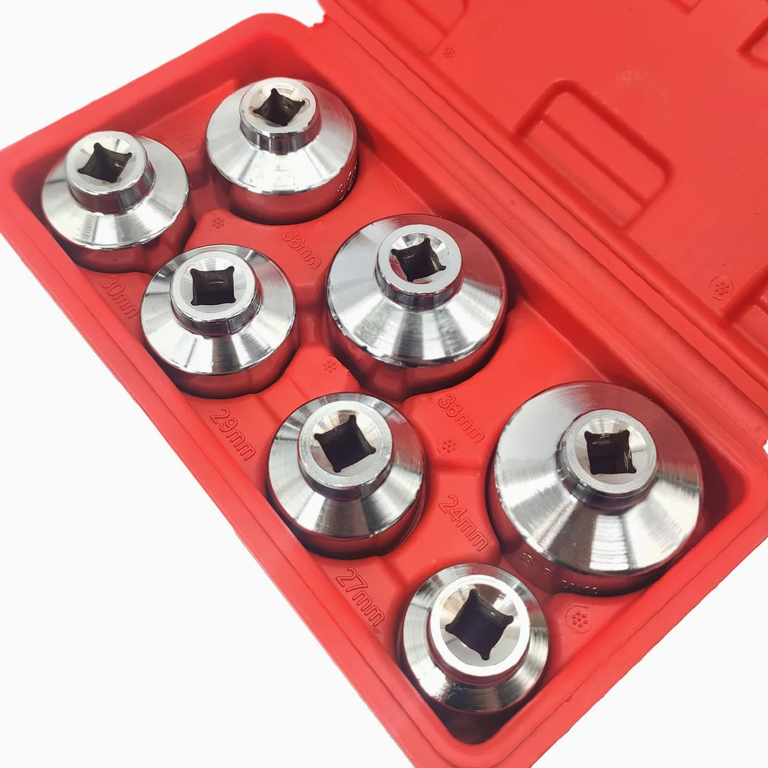 Kit de filtro de bomba de urea Juego de herramientas de llave para filtro de aceite, 7 piezas, enchufe 24, 27, 29, 30, 32, 36, 38mm con removedor de juego de estuche Filtro para solución de urea