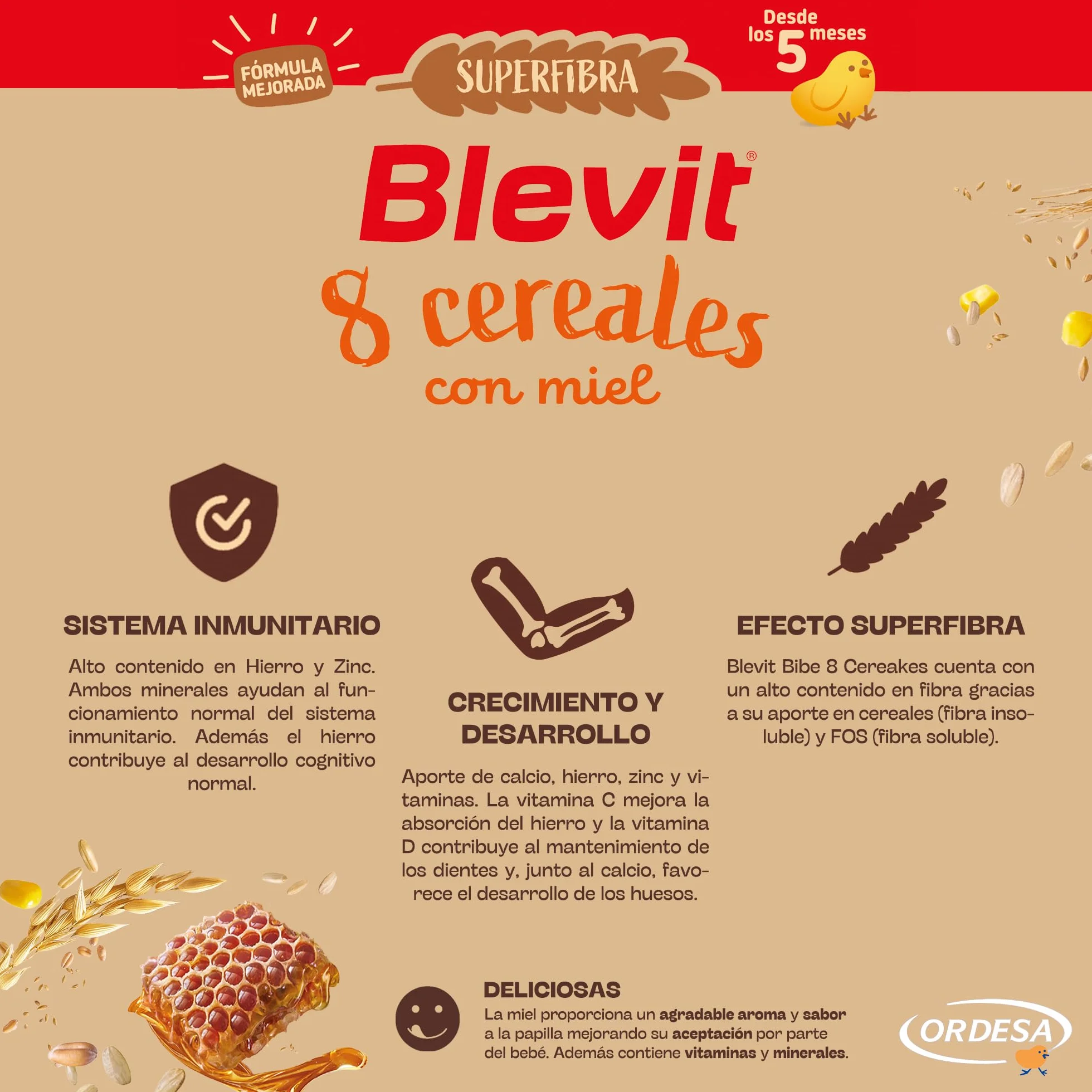 Blevit Superfibra 8 Cereales con Miel 500g Papilla para Bebé 5 Meses