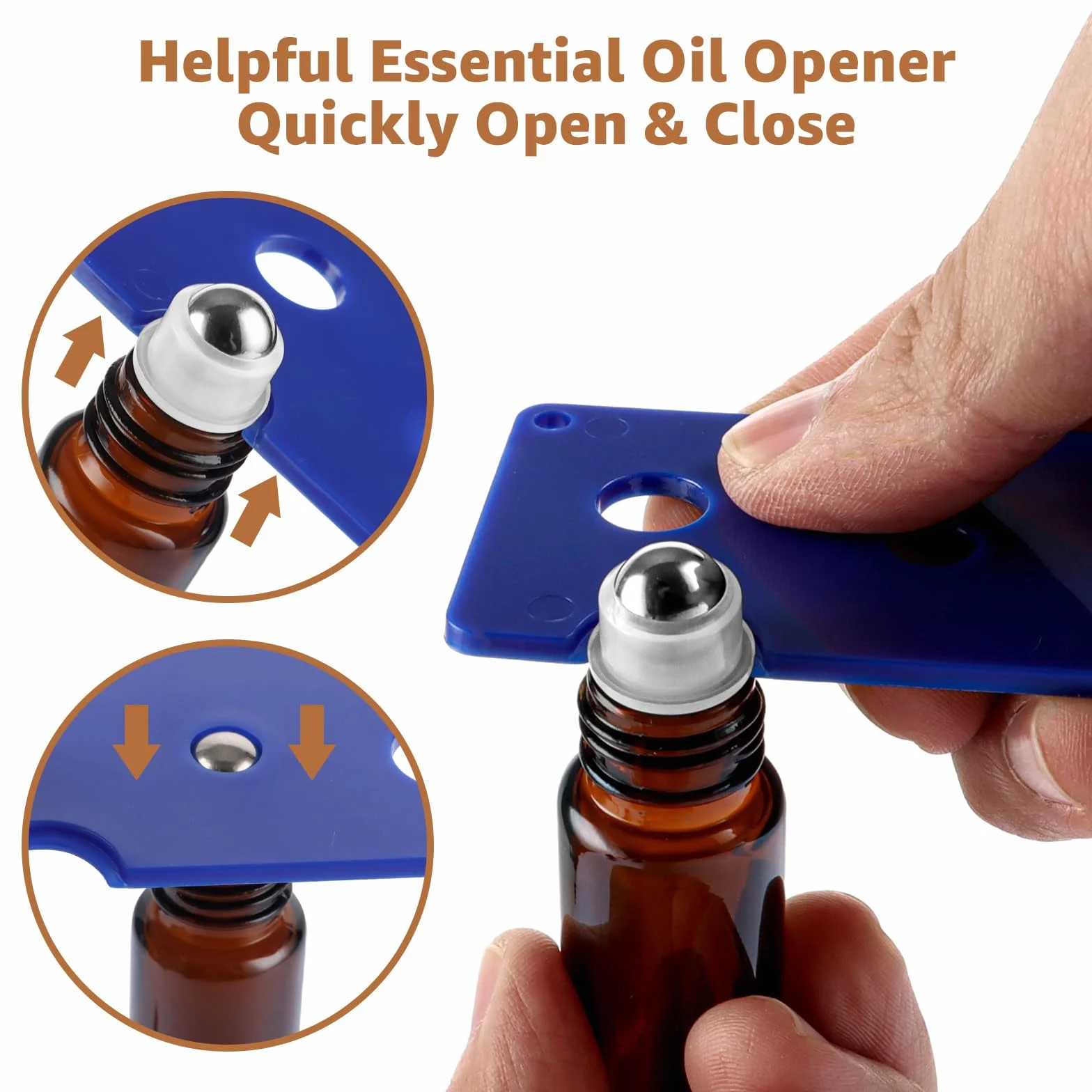 Frascos Vidrio Ámbar 10ml Roll on para Aceites Esenciales, 24 Botellas Antiluz con Tapón, Sin BPA