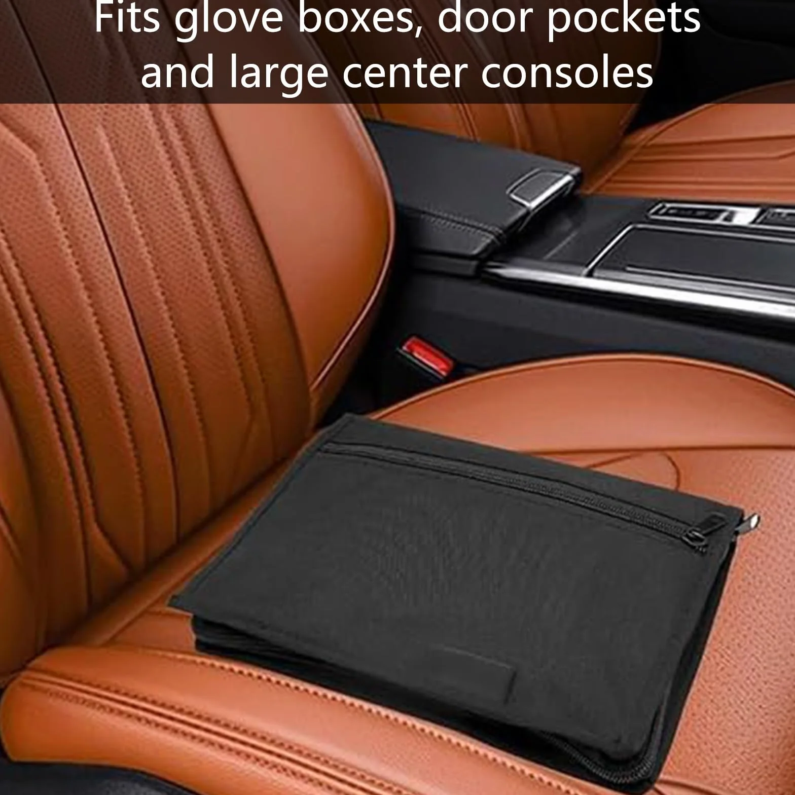 Carpeta de Coche Portadocumentos Coche Organizador de Documentos de Guantera Carpeta Documentación de Vehículos con Compartimento para Tarjeta, Licencia de Conducir (Negro)
