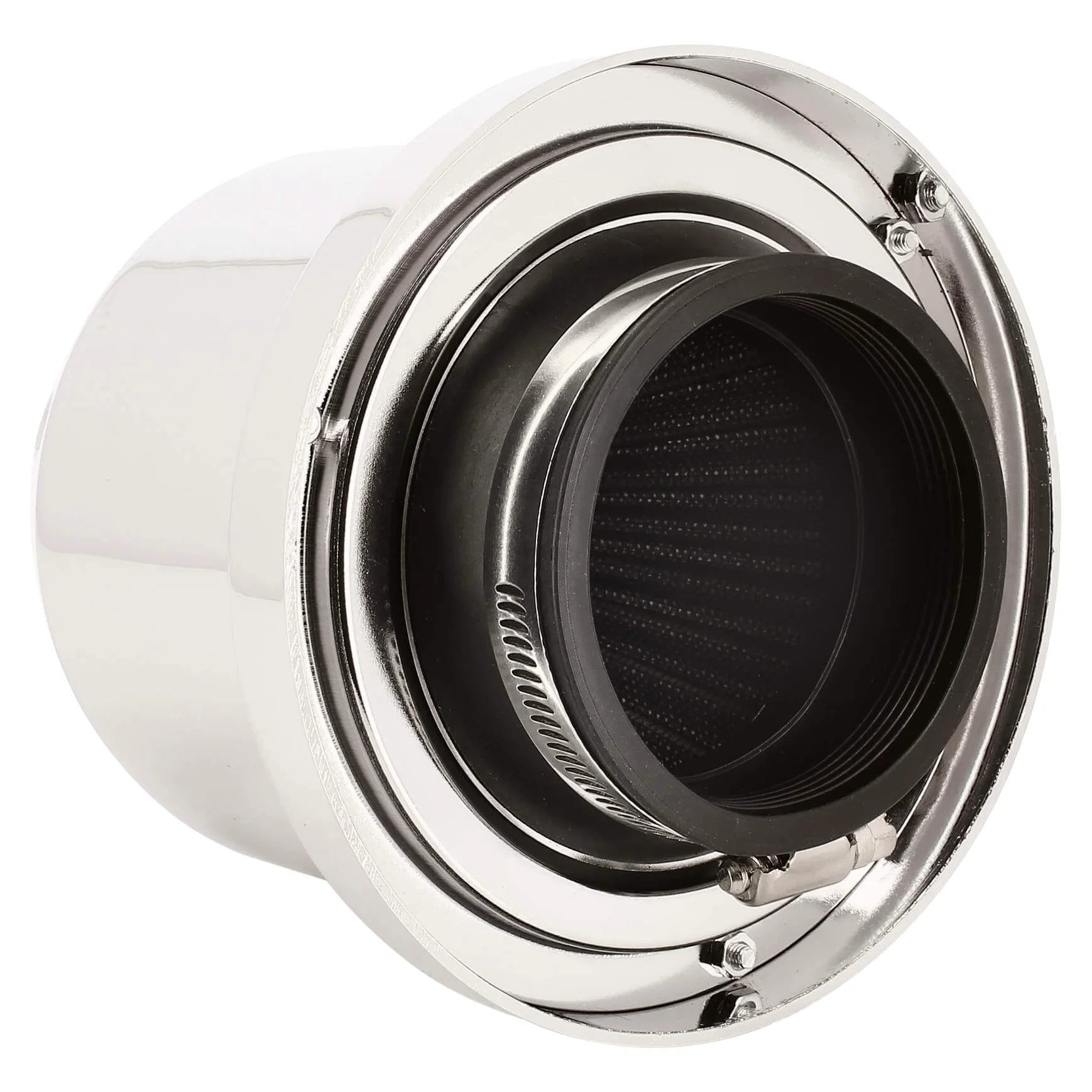 S SUMEX Filtro de Aire Universal para Coche Incluye 4 Adaptadores 60mm 65mm 70mm 77mm Filtro Aire de Entrada Alto Flujo Limpiador de Aire Color Cromado