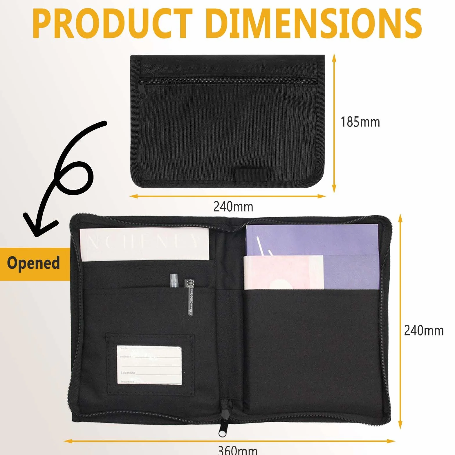 Coche Organizador de Guantera, A5 Portadocumentos, Bolsa Portátil con Múltiples Compartimentos para Guardar Recibos, Billetes y Accesorios en Vehículos,Adecuado para Viajes, Viajes de Negocios