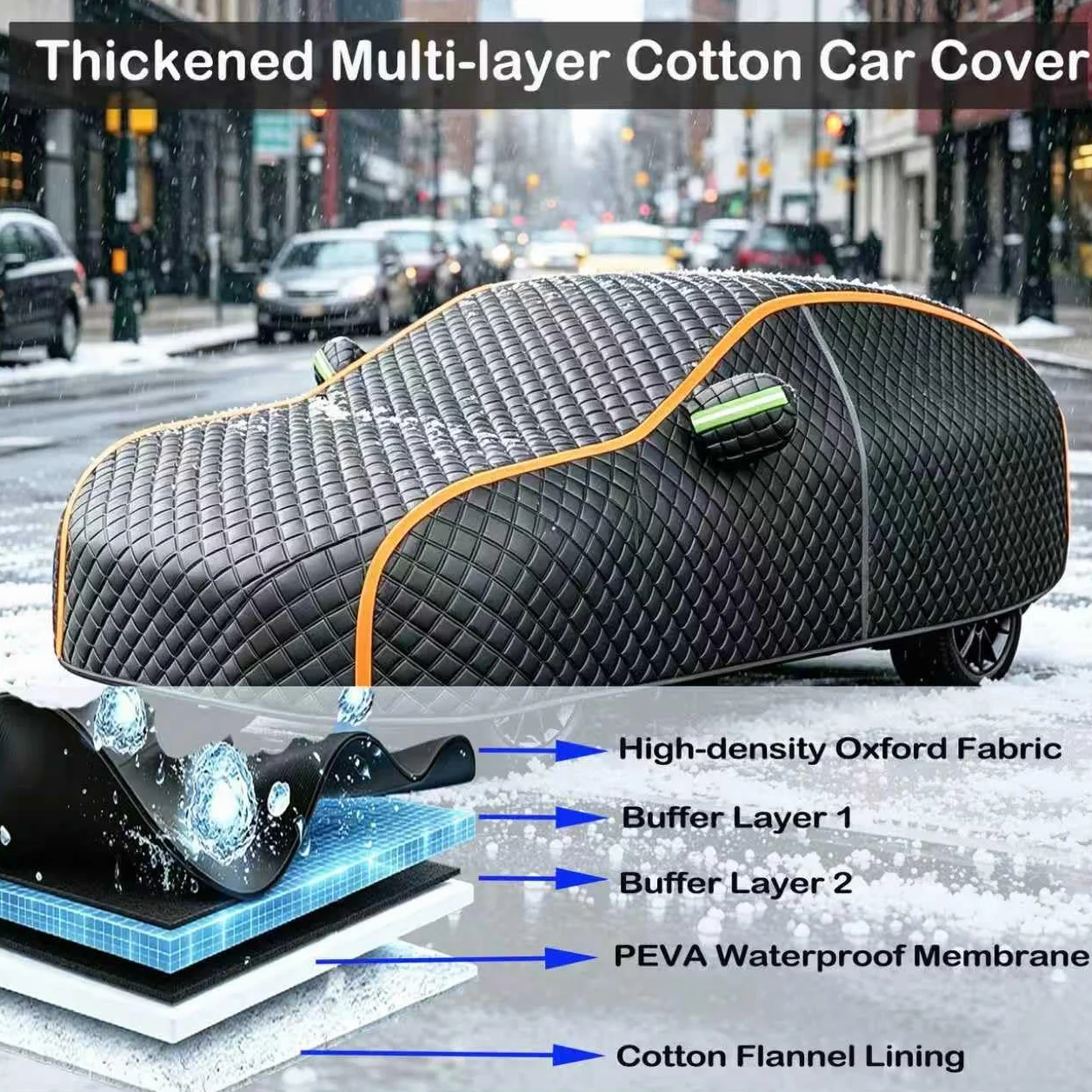 Funda Coche Antigranizo para Jeep Renegade,Cobertor para Auto contra Granizo,Funda de Coche Exterior Impermeable con Cremallera Lateral Tiras Reflectantes Largas