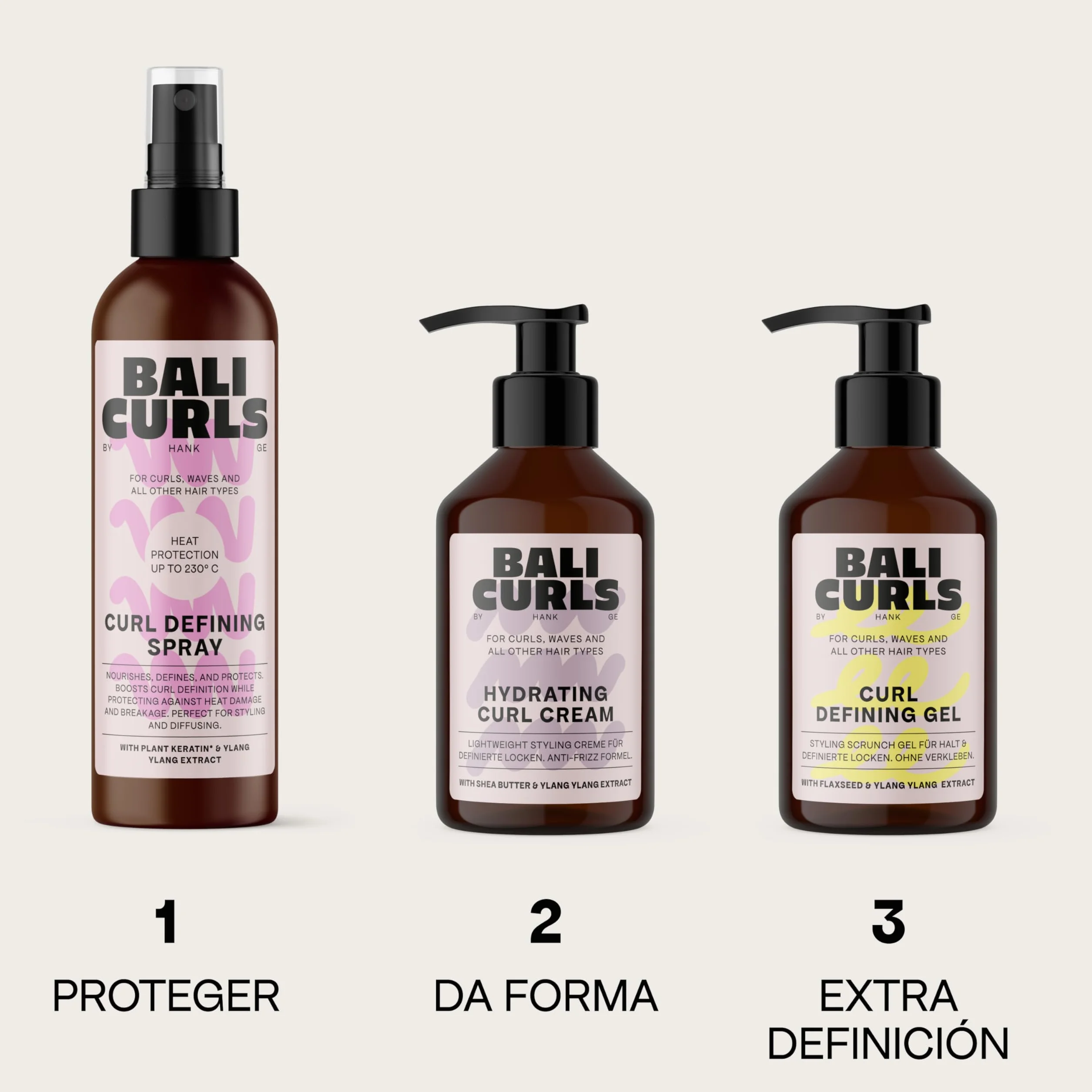 Bali Curls Curl Leave In Spray Difusor Protector del Calor - Spray termoprotector para cabello rizado - 150 ml