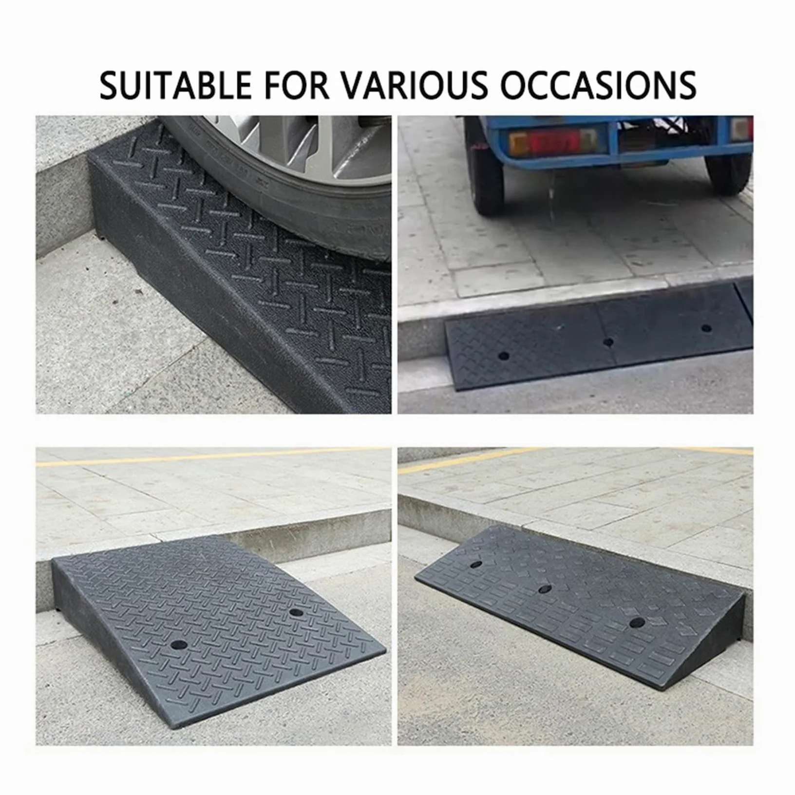 Rampa de Goma para Aceras, Rampa de Umbral, Rampa para Sillas de Ruedas, Rampa para AutomóViles, Rampa PortáTiles, Escalones para el Hogar con Superficie Antideslizante, 2 Piezas(Size:50X27X13cm)