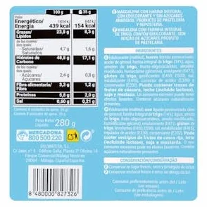 Hacendado Magdalenas integrales 0% azúcares añadidos 280 g Pack 2