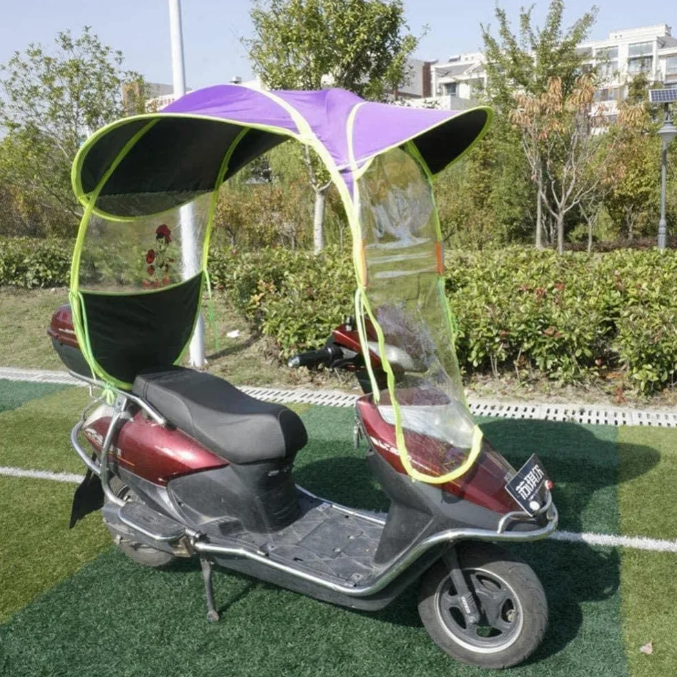 Parasol Impermeable para Motocicleta eléctrica, Parasol Totalmente Cerrado para Scooter, para Movilidad, Protector Solar y Cortina Transparente Universal para Lluvia