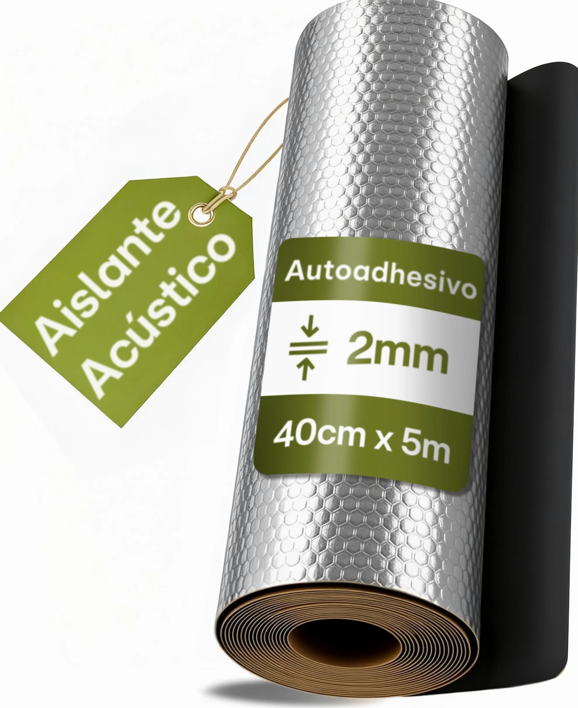Praknu Placas Insonorizantes para Automóviles 2 mm – 40 × 500 cm, Alfombrilla Antivibración de Caucho Butílico Autoadhesiva – para una Cabina más Silenciosa y una Mejor Acústica