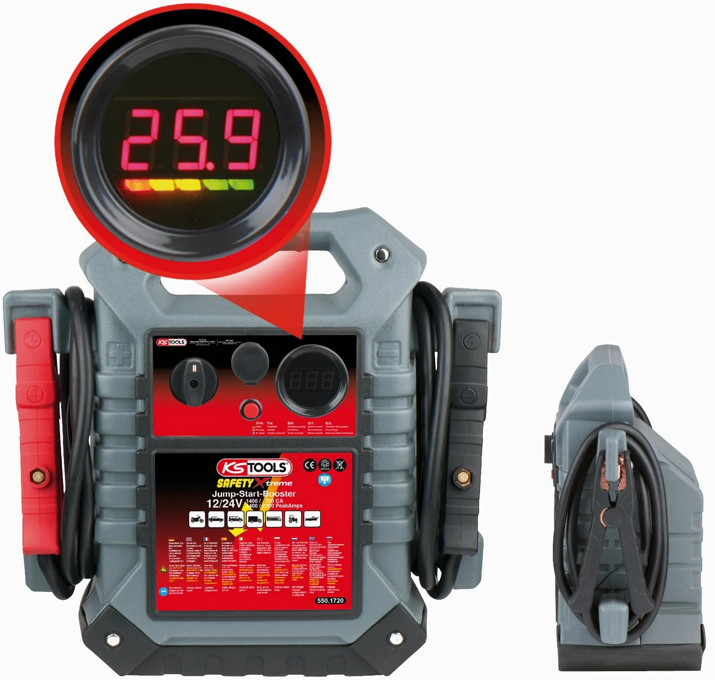 KS Tools 550.1720 Batería de arranque de 12 V + 24 V - arrancador portátil de 1400 A