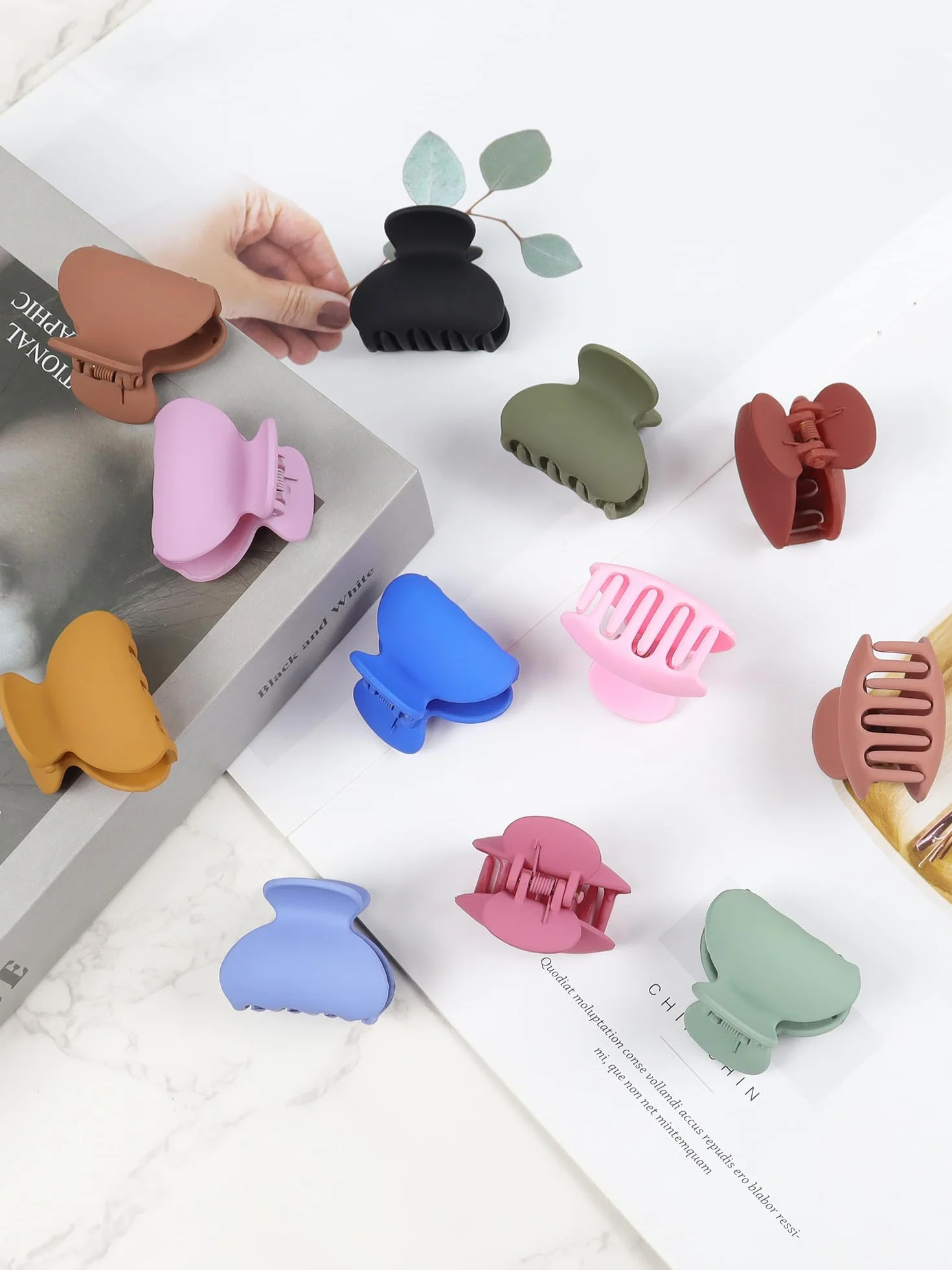 Kavya 12 Piezas Pinzas Pelo Pequeñas 4 cm Antideslizante Mate Plástico