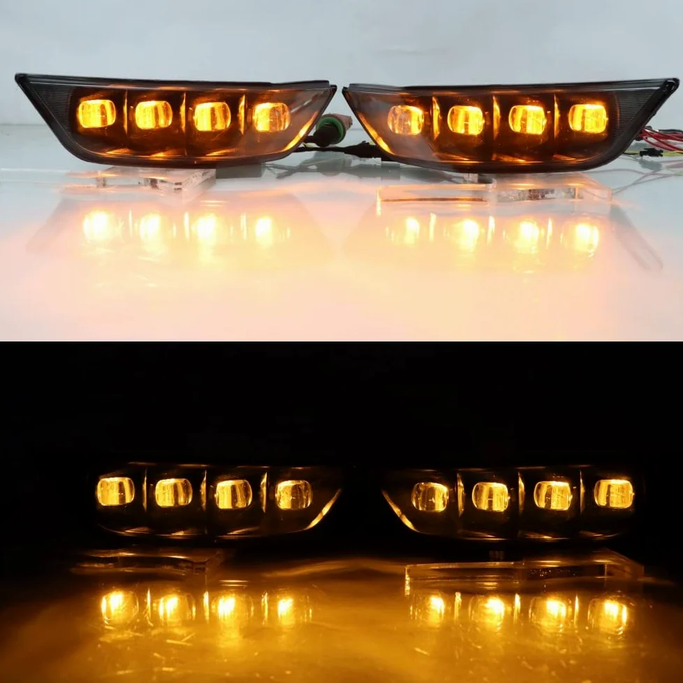 Luces diurnas LED DRL para Ford Mustang 2015 2016 2017, Parachoques delantero LED blanco DRL + intermitentes amarillos Streamer, iniciar escaneo