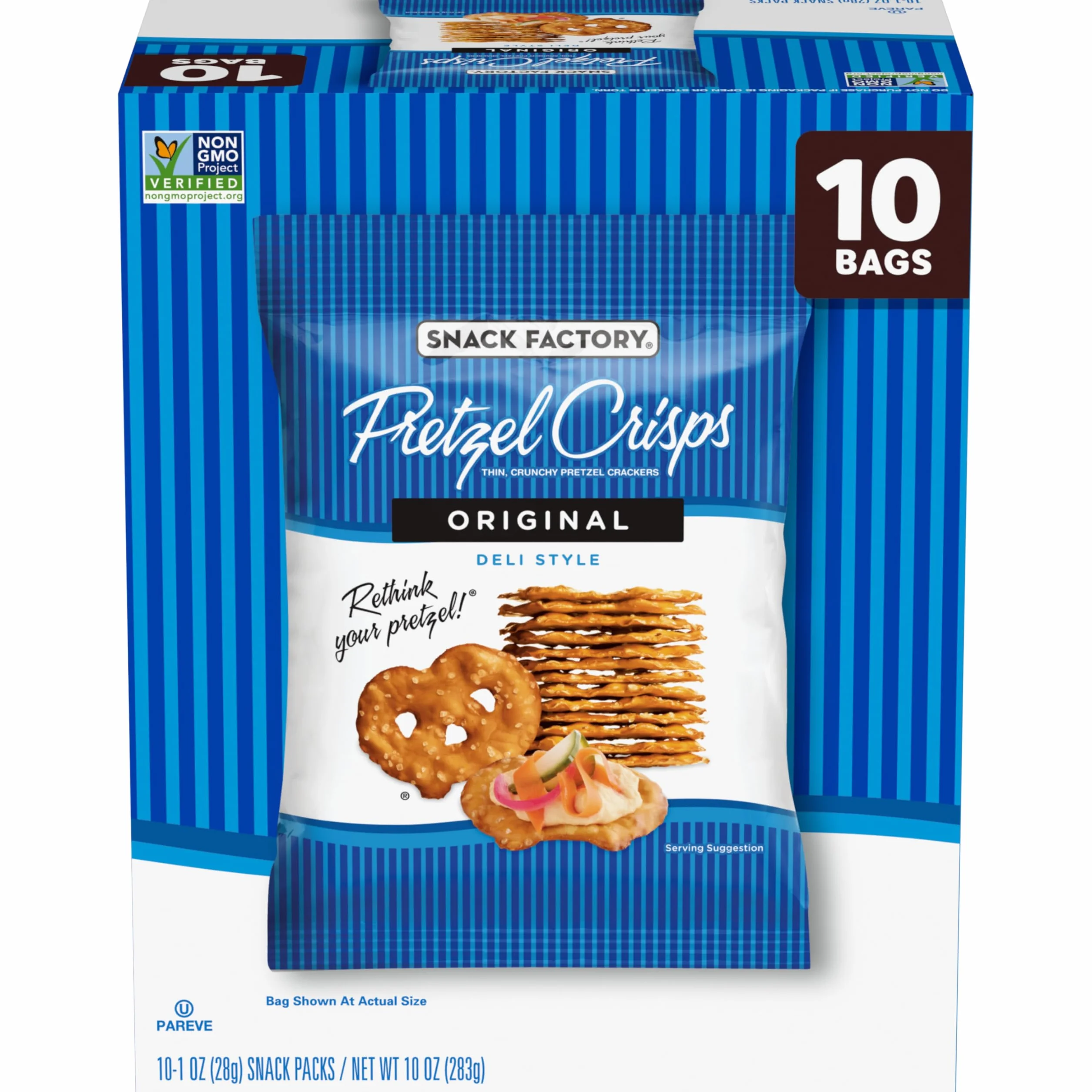 Pretzel Crisps Original 1 Oz Snack Bags 10 Ct