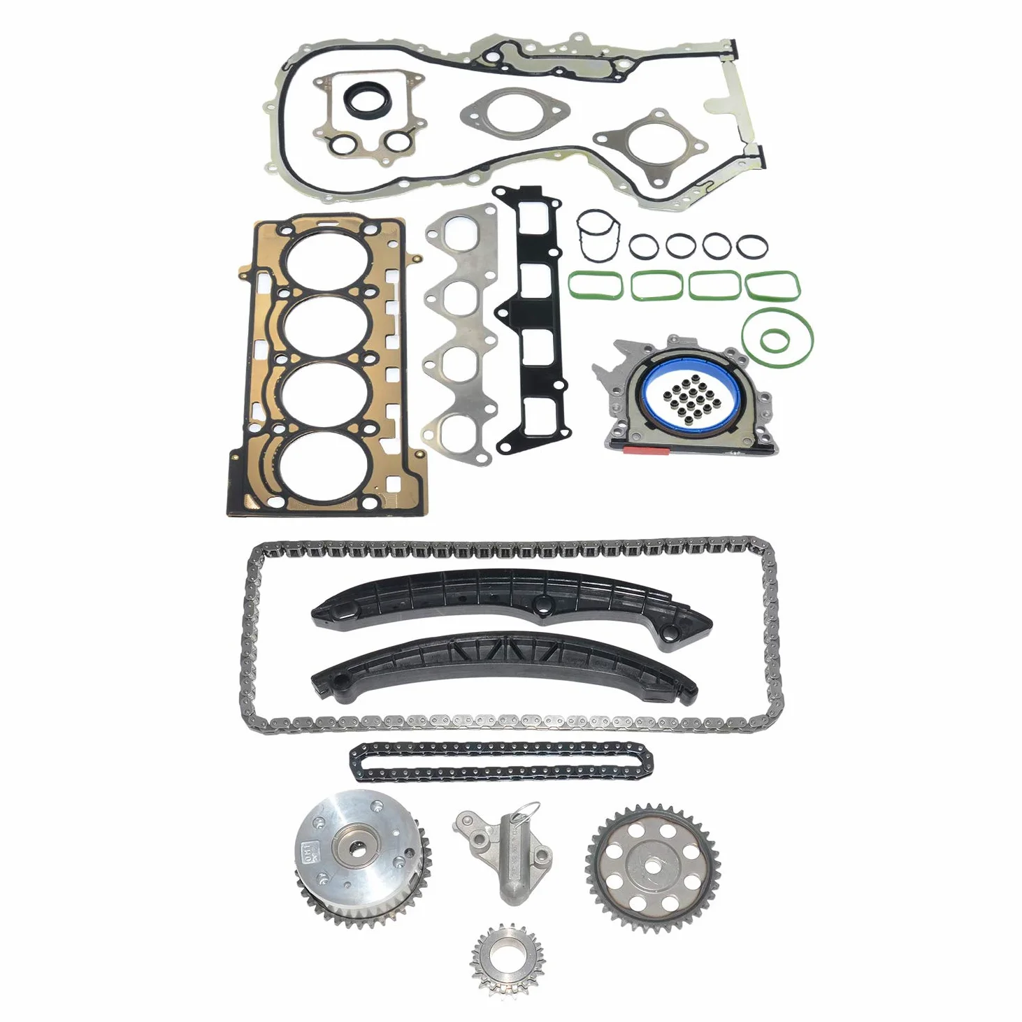 Bisenya Kit de cadena de distribución VVT y juntas de cubierta de cabeza compatibles con 1.4 TSI CAX CAV CTH BKG AXU 1.6 FSI BLP 03C109287G 03C109287F
