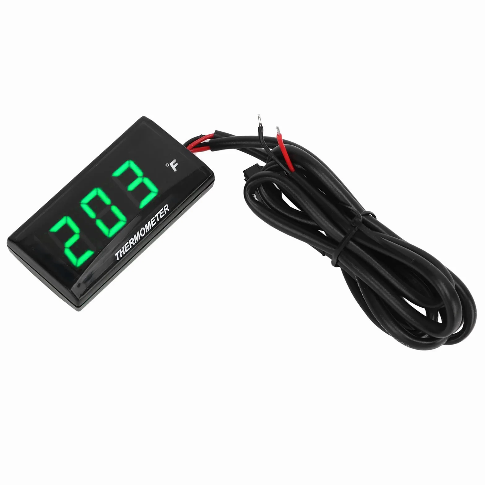 Termómetro digital para motocicleta, DC 12 V, medidor de temperatura del agua ultrafino con adaptador de sensor de 18 mm y pantalla LCD, higrómetro digital, medidor de temperatura de humedad (verde)